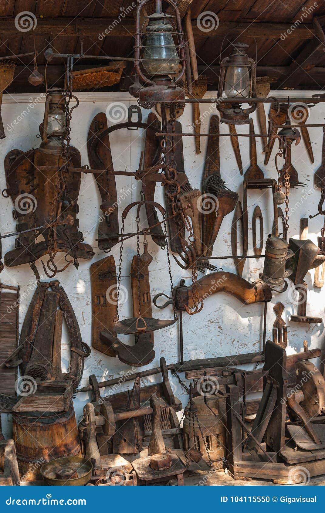 Many old medieval tools stock photo. Image of repair 104115550