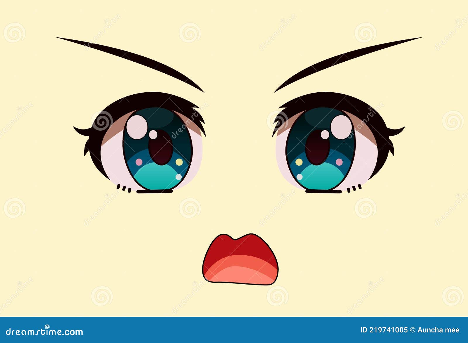 Póster Olhos de anime. olhos vermelhos em fundo branco. rosto de