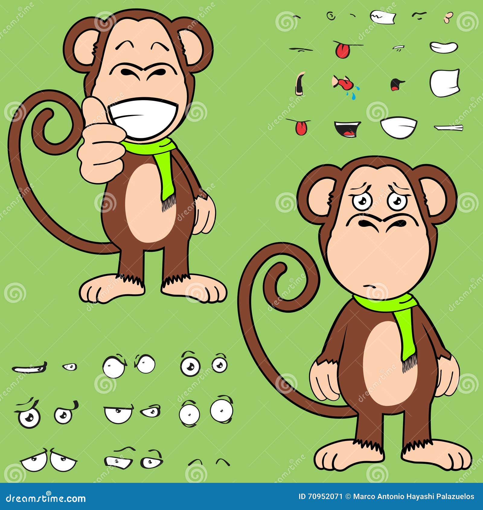Macaco de desenho animado bonito em pé ilustração vetorial feliz