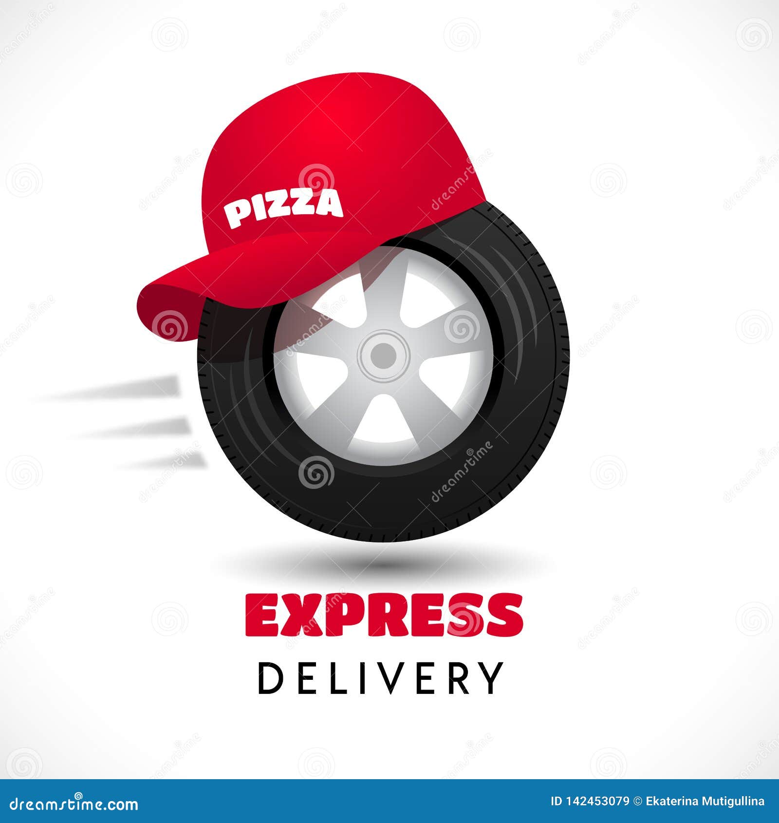 Express Delivery Icon Wheel and Red Cap Stock Illustration