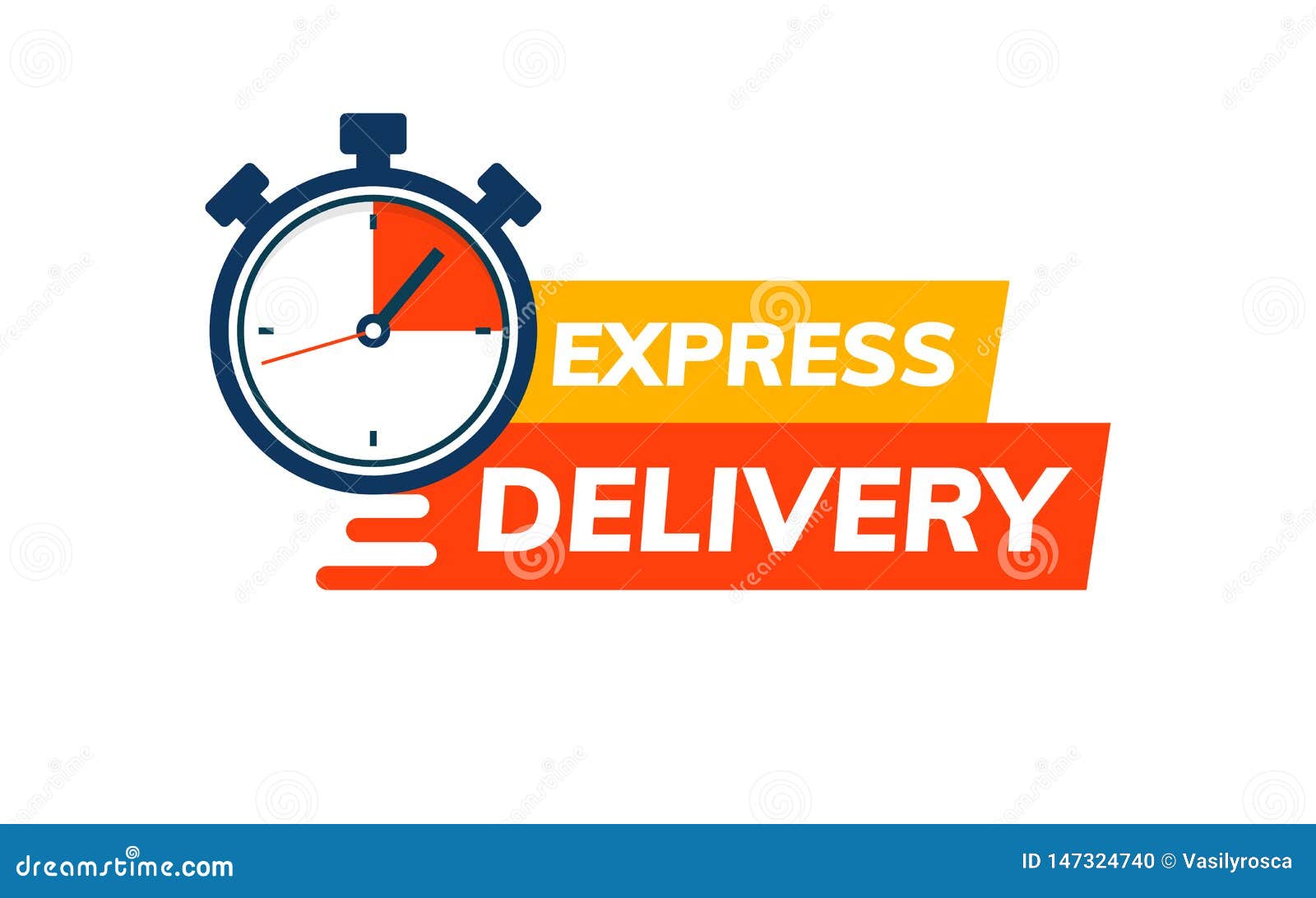 express delivery service logo. fast time delivery order with stopwatch. quick shipping delivery icon