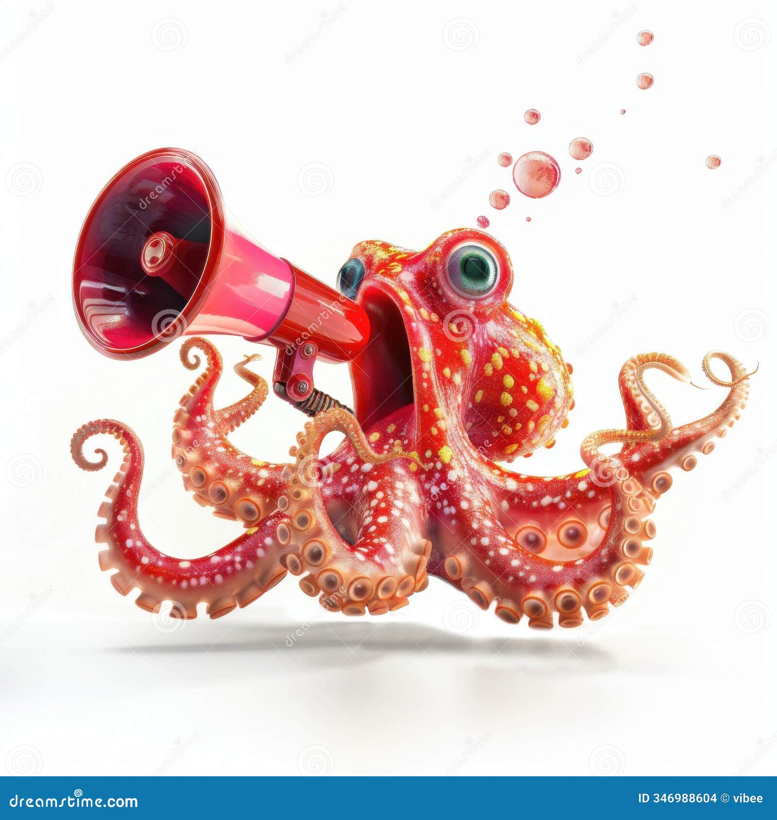 animated octopus screaming into a megaphone, adding a dynamic touch to ocean promotions or vibrant marine visuals