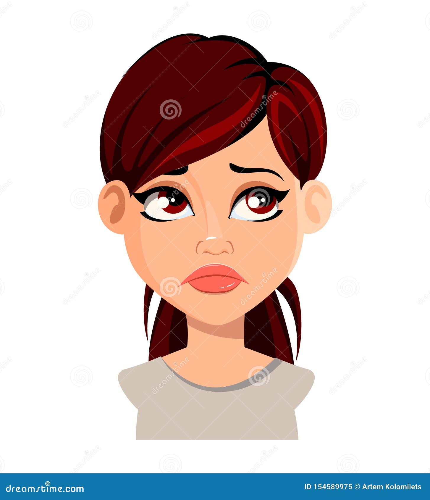 Expression De Visage De Belle Femme Avec Les Cheveux Bruns Illustration De Vecteur Illustration Du Beau Fond