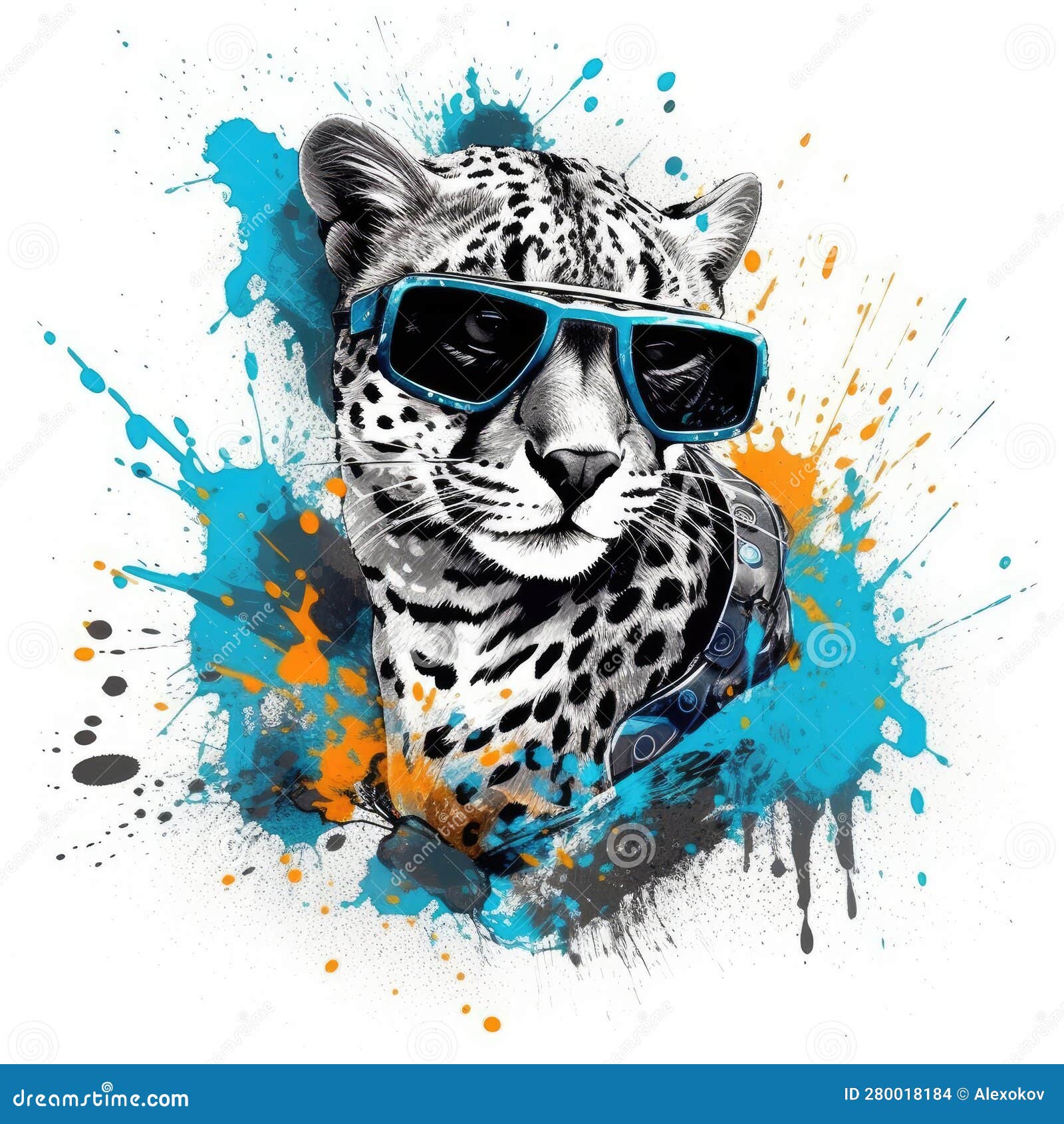Expressive Cheetah with Sunglasses in Anime Style. Perfect for Posters ...
