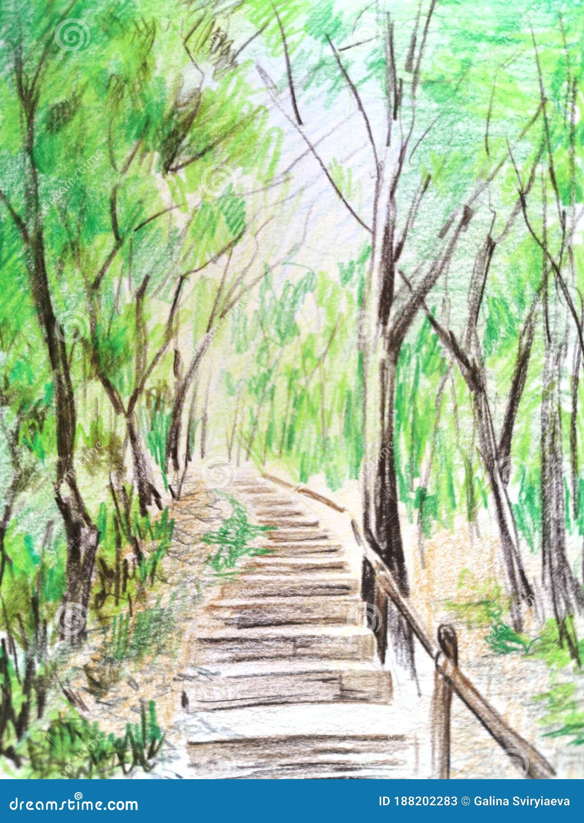 Emerald Forest Colored Pencil Drawing Print Digital Download - Etsy Ireland