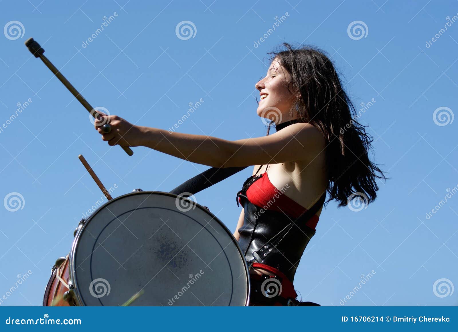Expressive Girl Playing The Drums Stock Images Image 16706214