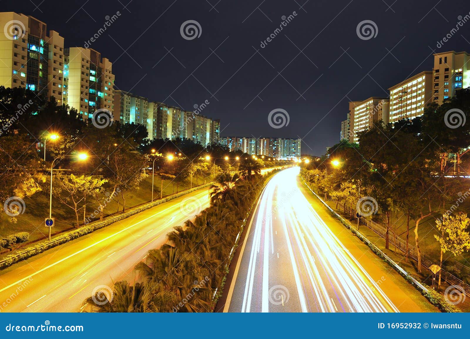 An Expressway Surrounded by Apartments Stock Photo Image of trees, express 16952932