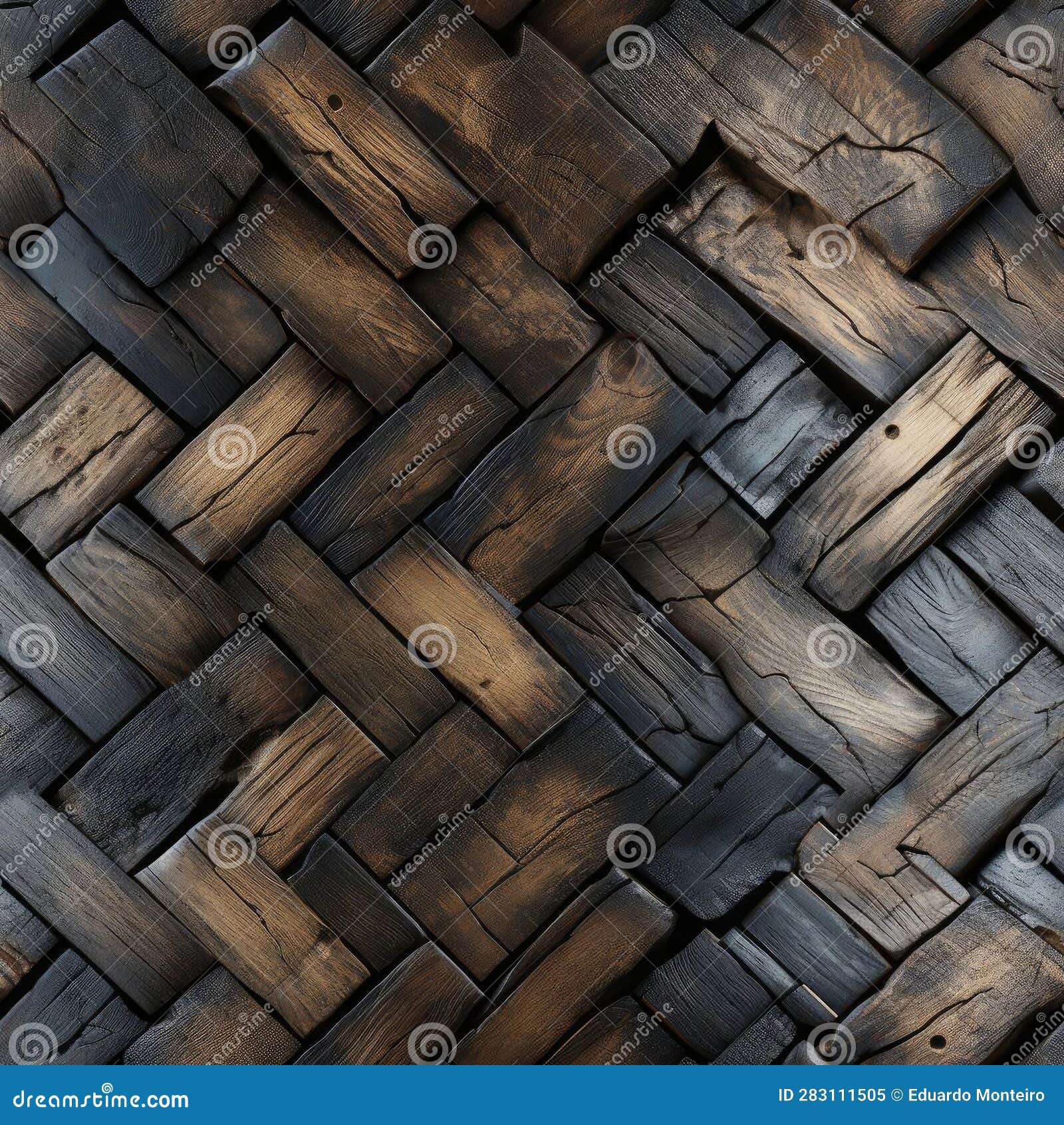 Exquisite Black and Brown Wood Plank Textures (tiled) Stock
