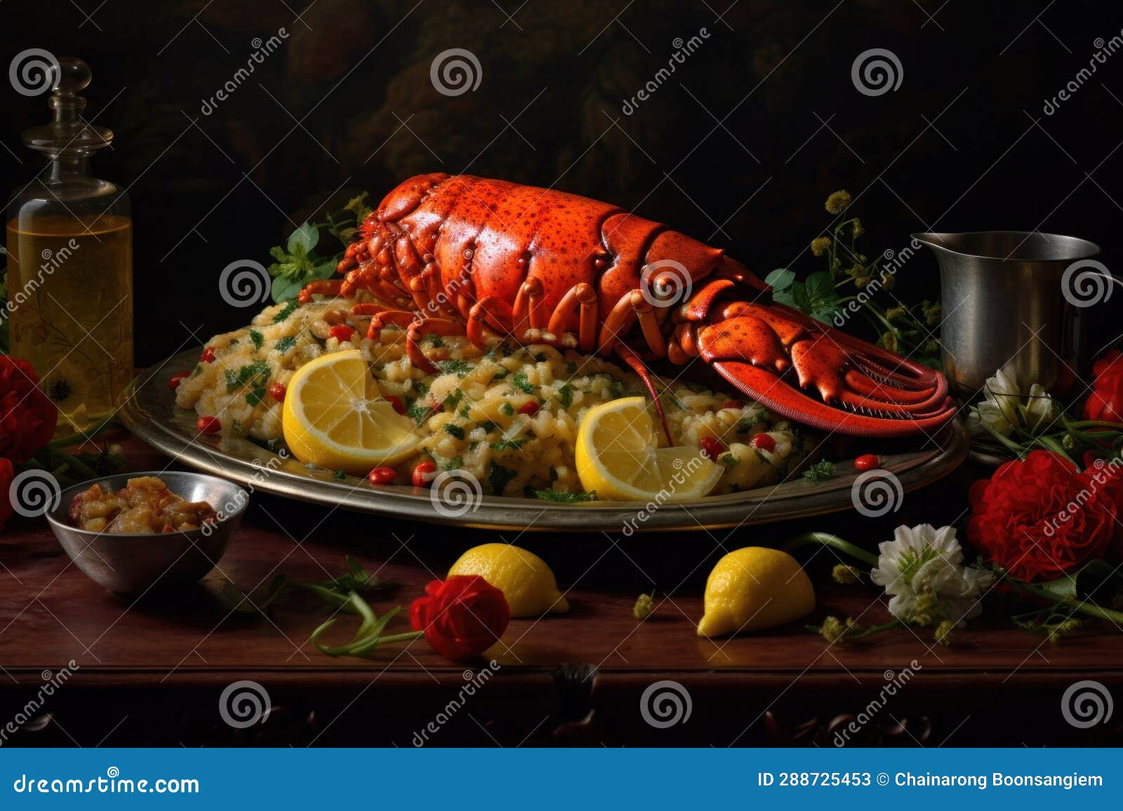 Saffron Risotto with Lobster Stock Illustration Illustration of