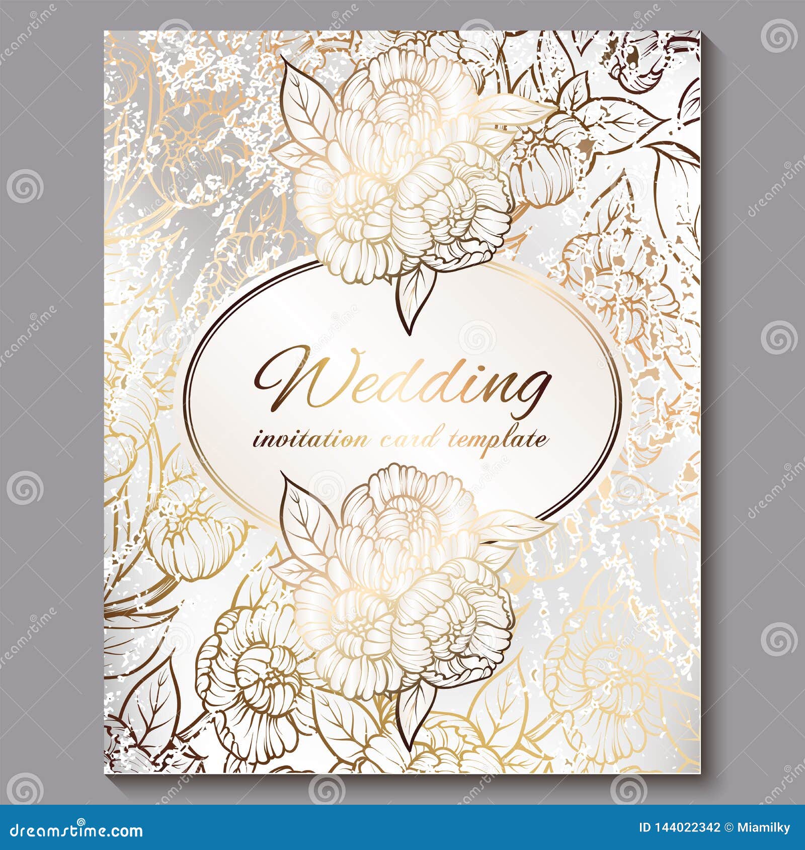 Exquisite Royal Luxury Wedding Invitation, Gold on White Background with  Frame and Place for Text, Lacy Foliage Made of Roses or Stock Illustration  - Illustration of royal, swirl: 144022342