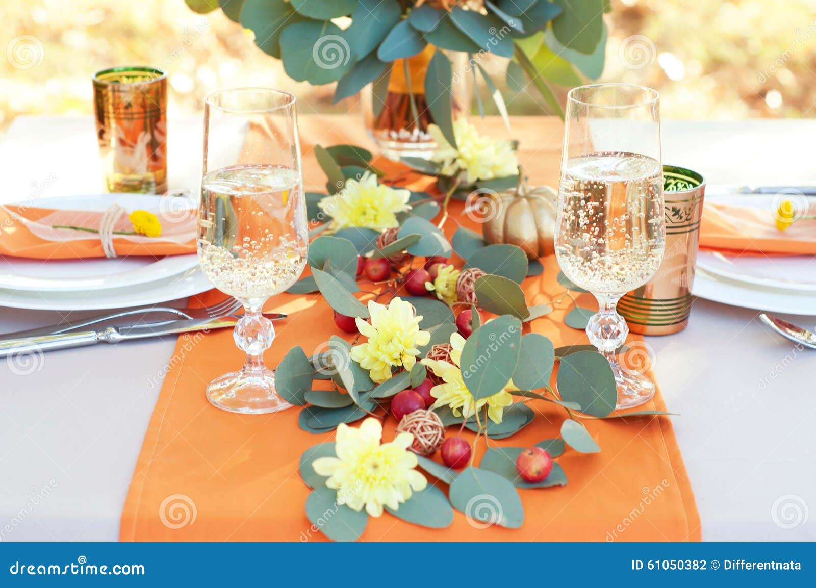 Exquisitely Decorated Table for Two. Autumn Themed Table Setting Stock ...