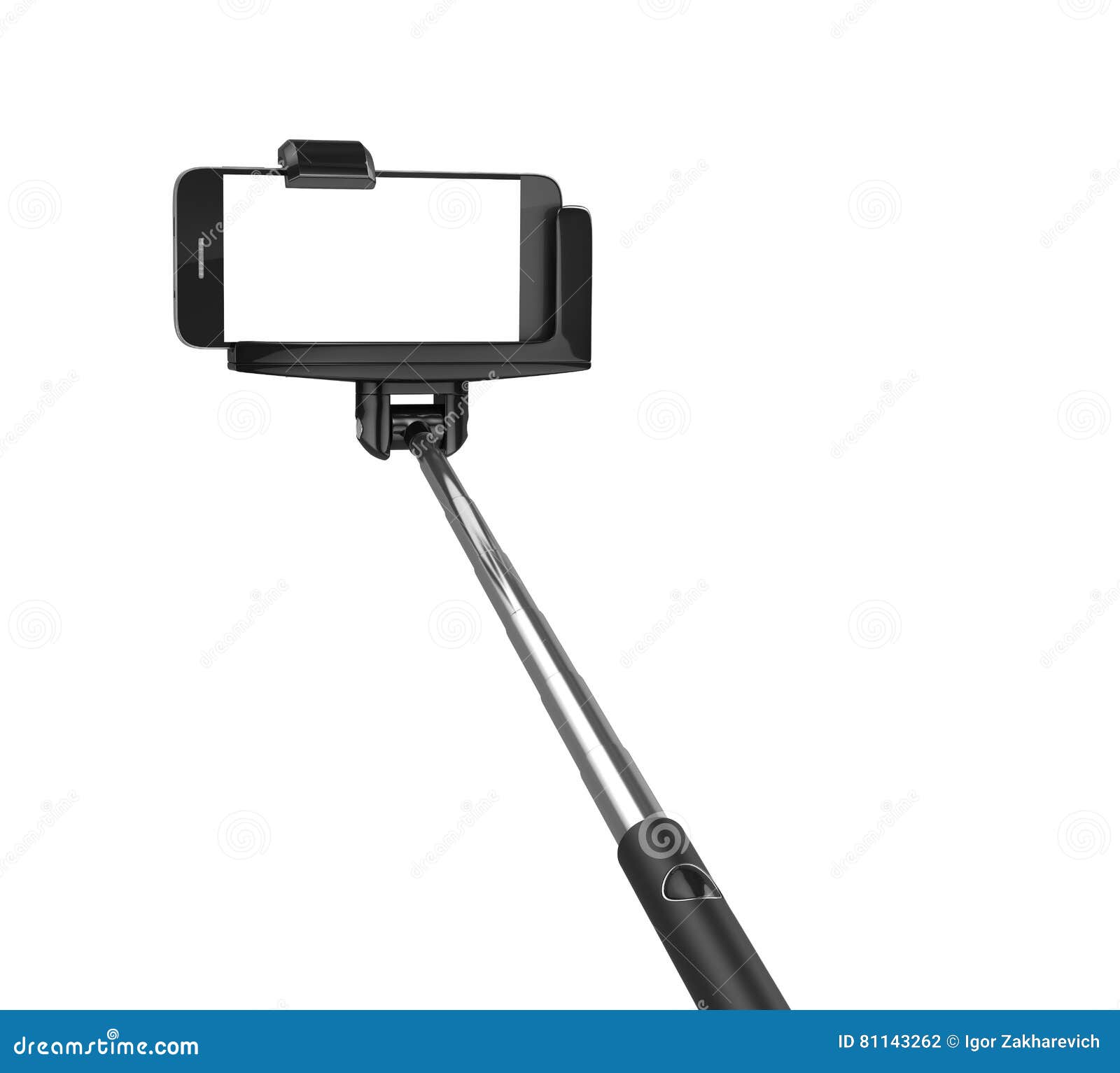 An Extendable Selfie Stick With An Adjustable Clamp Stock Illustration