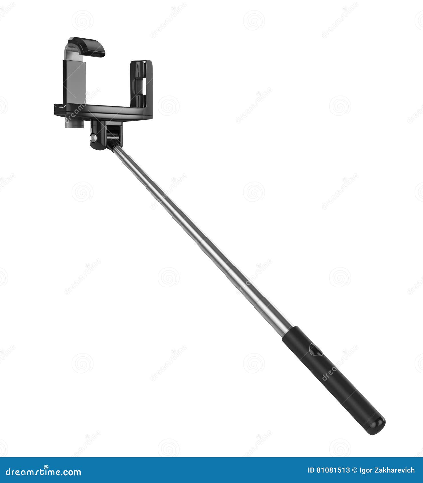 An Extendable Selfie Stick With An Adjustable Clamp Stock Illustration