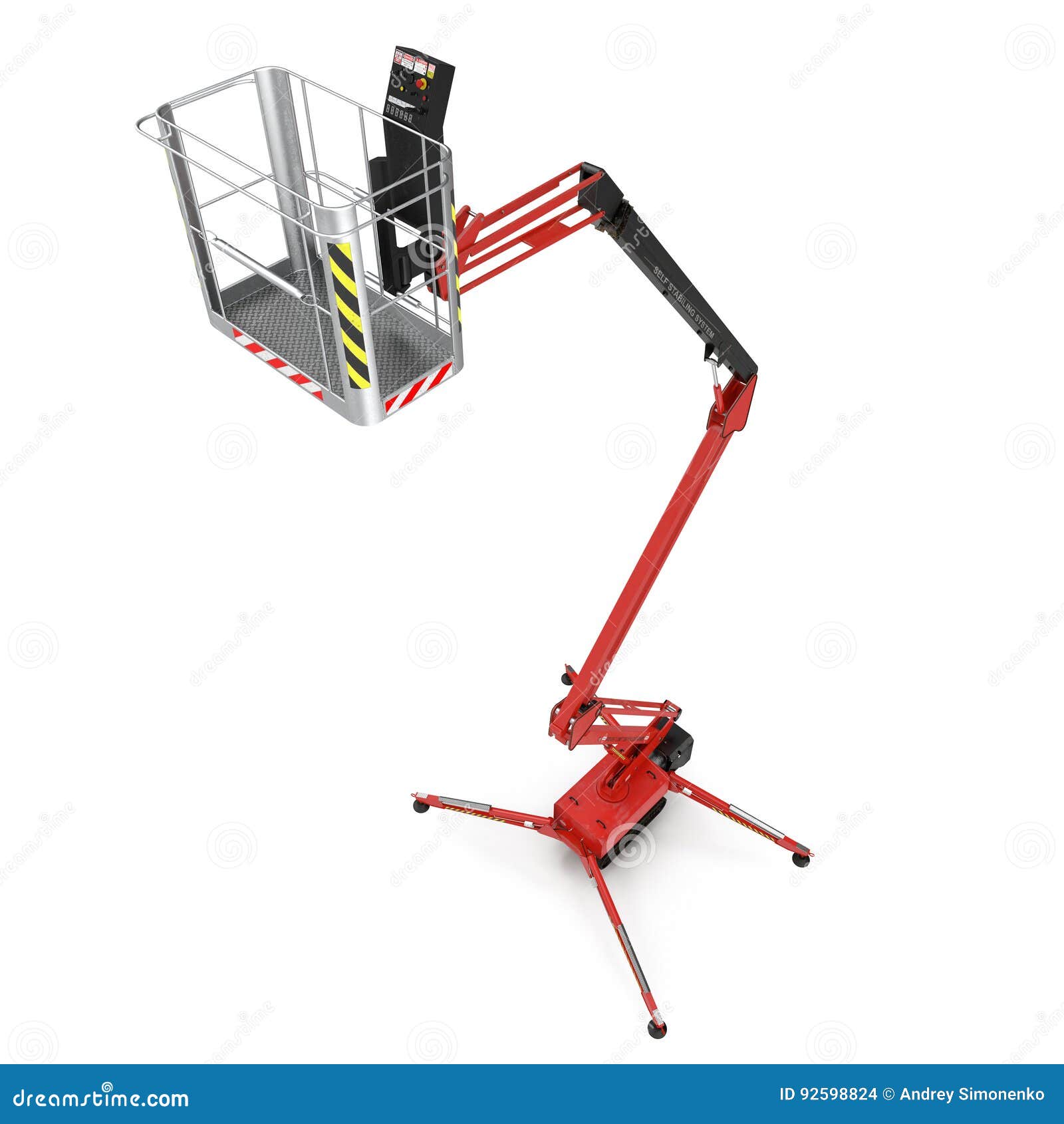 Extended Scissor Lift on White. 3D Illustration Stock Illustration
