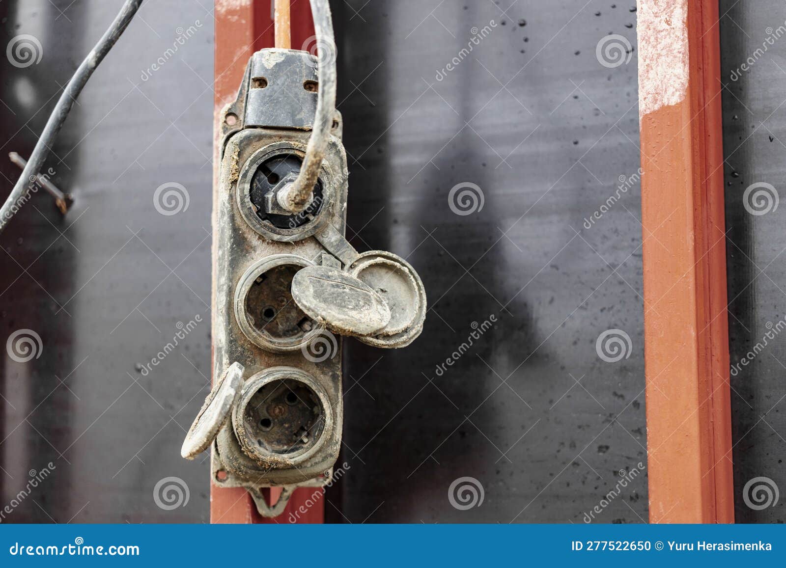 Extension Cord, Electrical Socket, Power Cord Old and Damaged on the