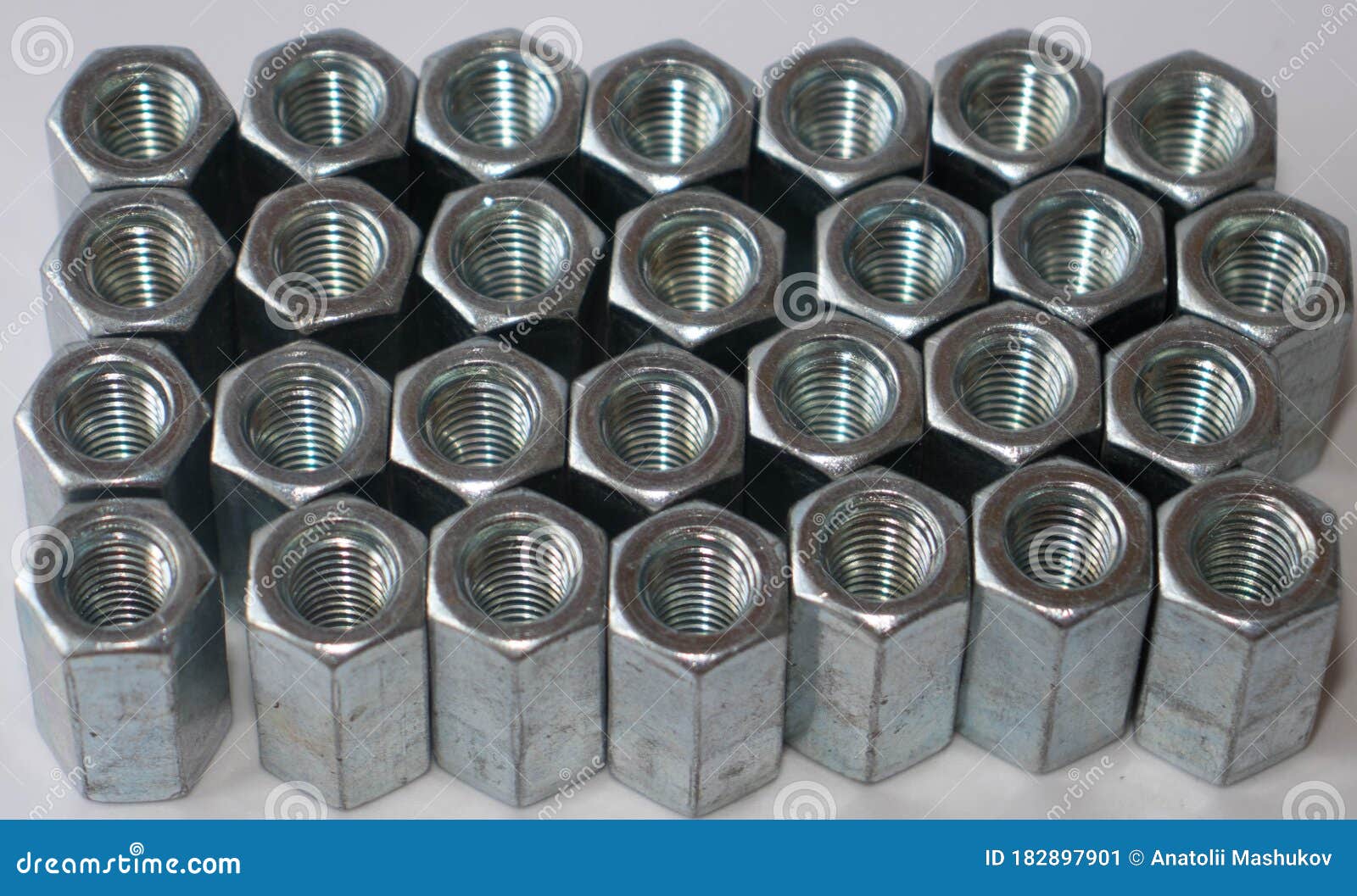 Extension nut DIN 6334 stock image. Image of fixing 182897901