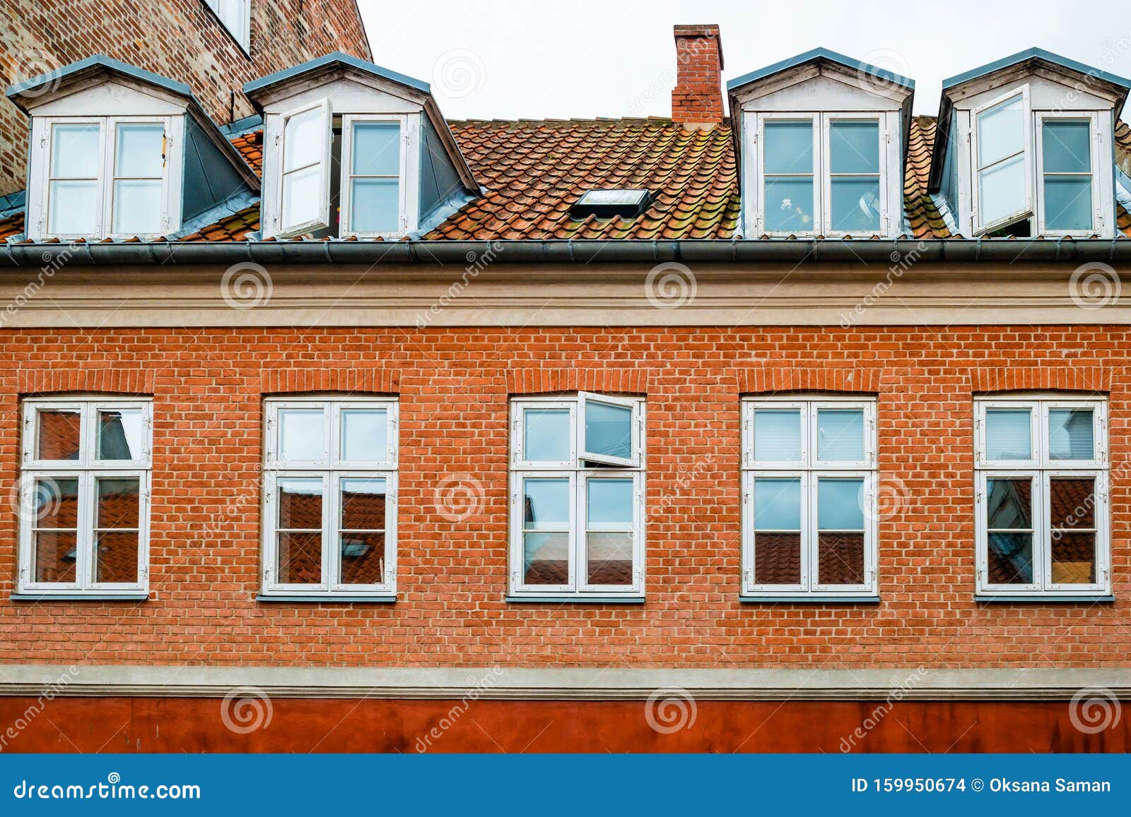 Exterior Architecture. Facade of Building in in Helsingor, Denmark