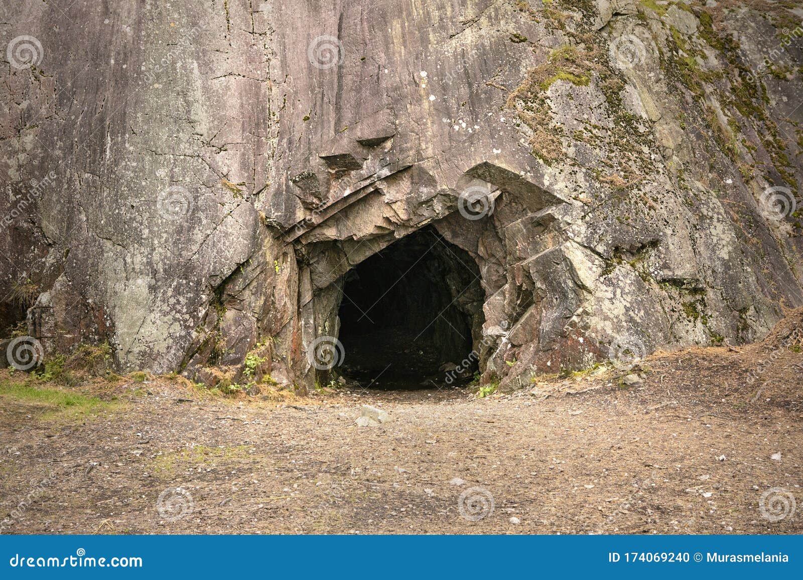 Mine Entrance Barred By Warnbing Sign On A Barbed Wire Fence And A ...