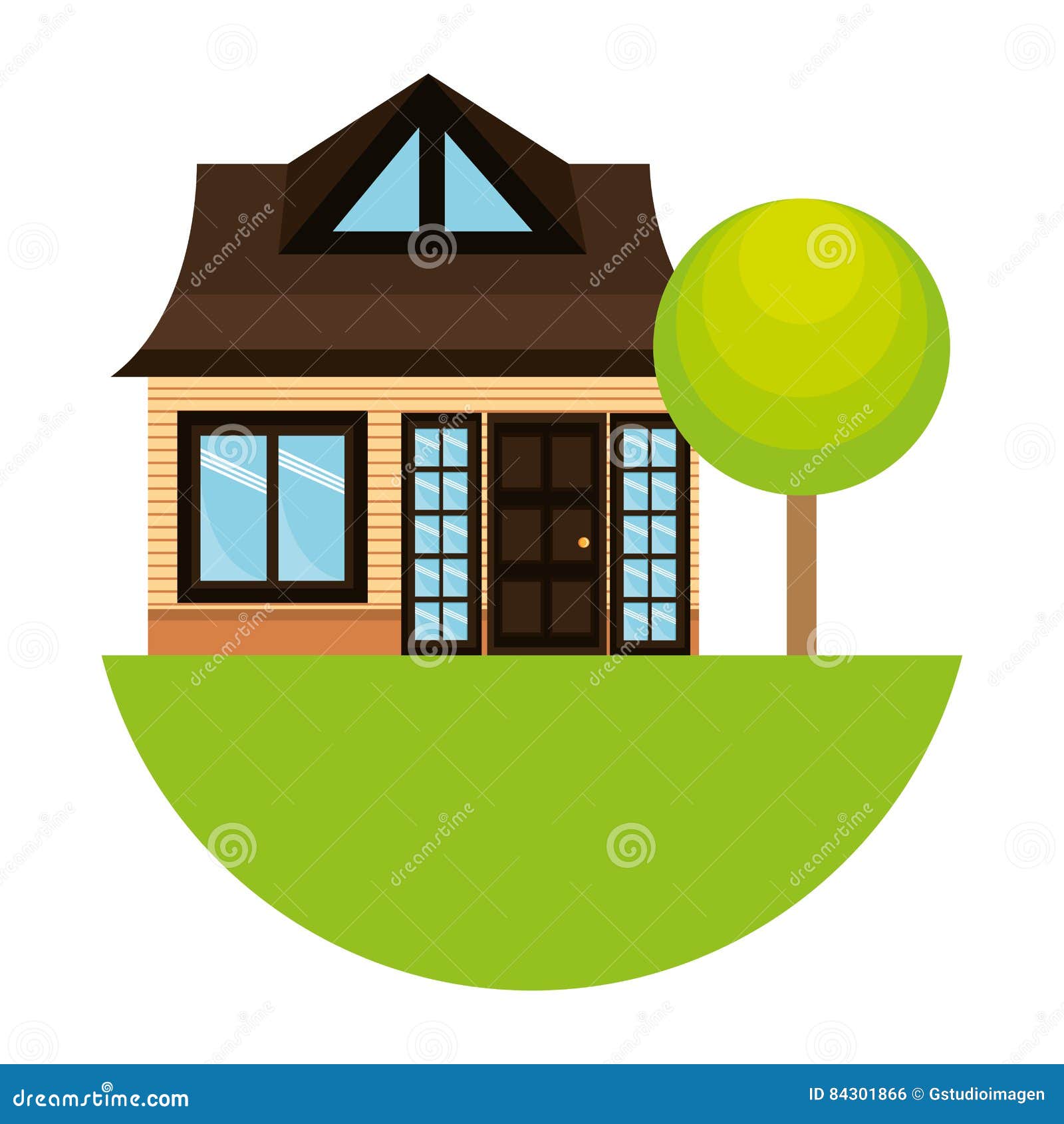 Exterior cute house icon stock illustration. Illustration of town ...