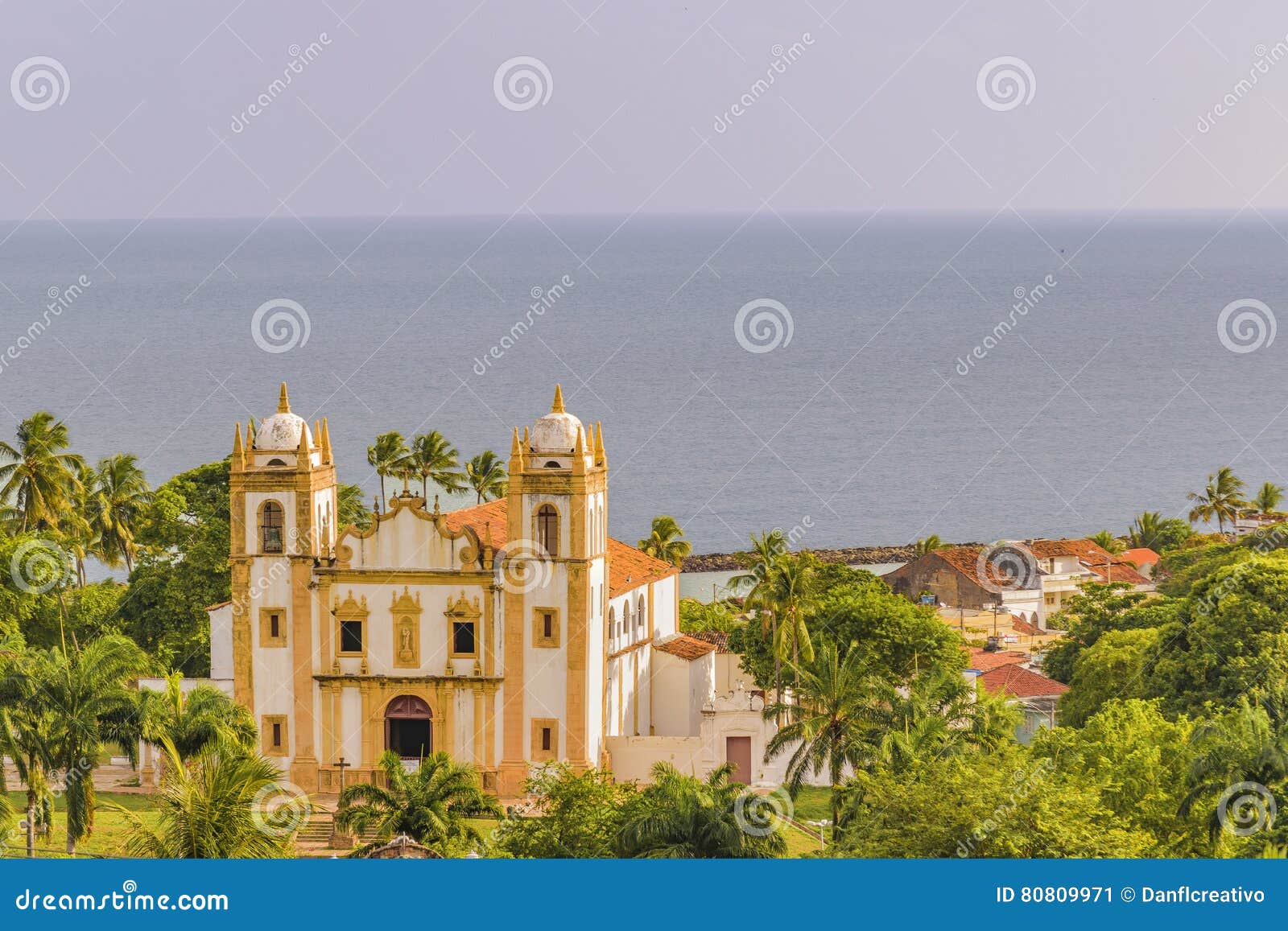 exterior facade antique colonial church olinda brazil