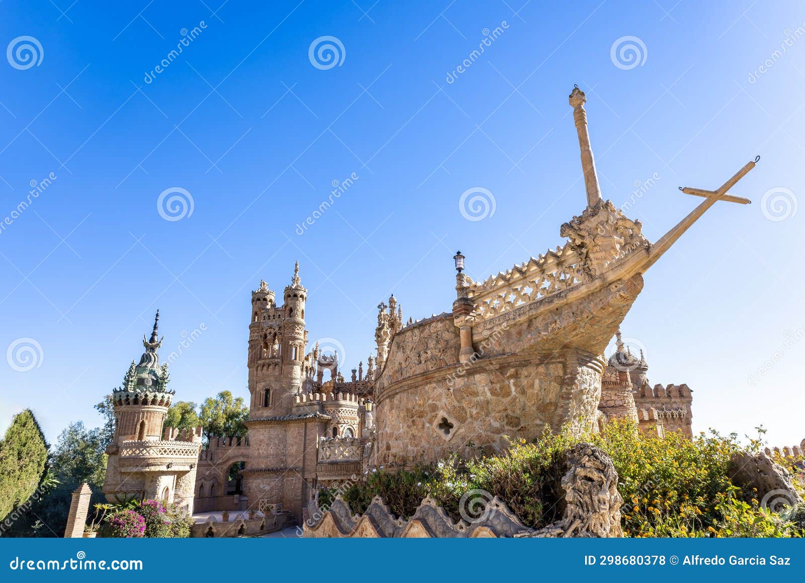 exterior facade of castillo de colomares monument, in the form of a castle,