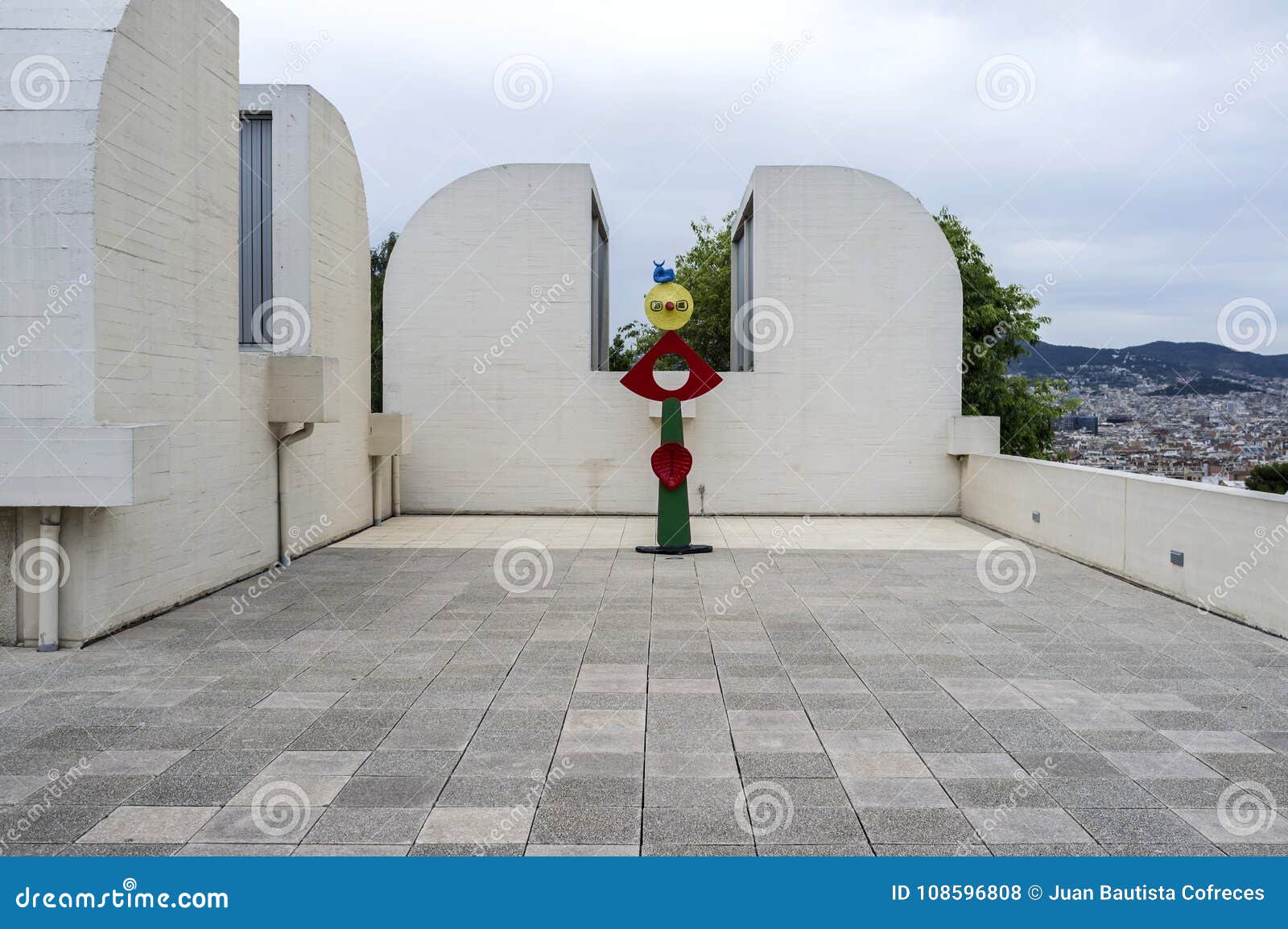 exterior joan miro foundation,building by josep lluis sert,park,parc montjuic,barcelona.