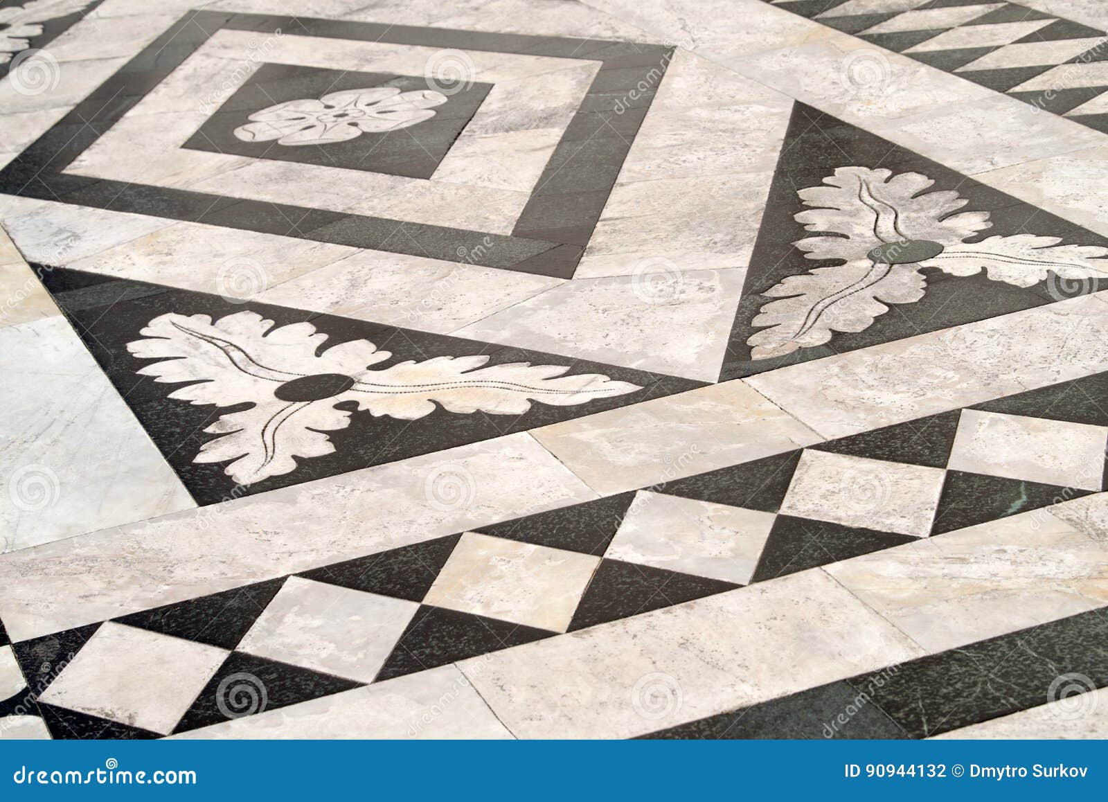 Exterior Marble Floor Of The Siena Cathedral Italy Stock Photo