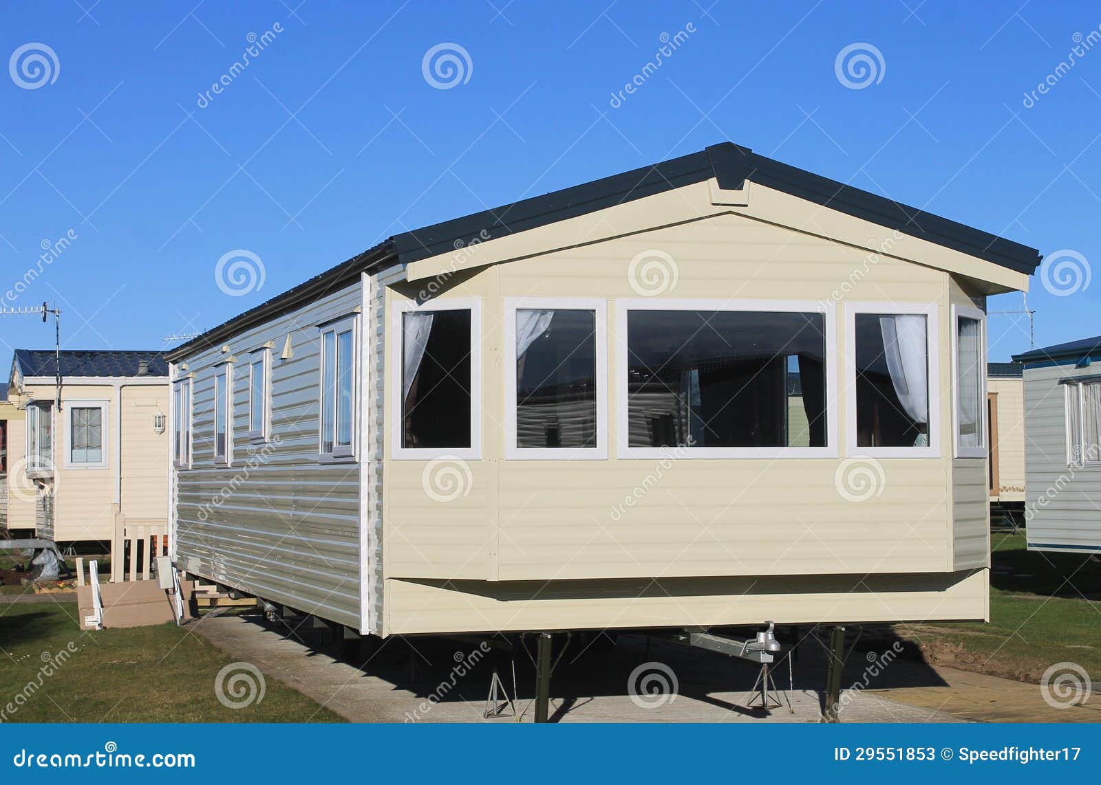 Exterior of Modern Static Caravan Stock Image Image of blue, english 29551853