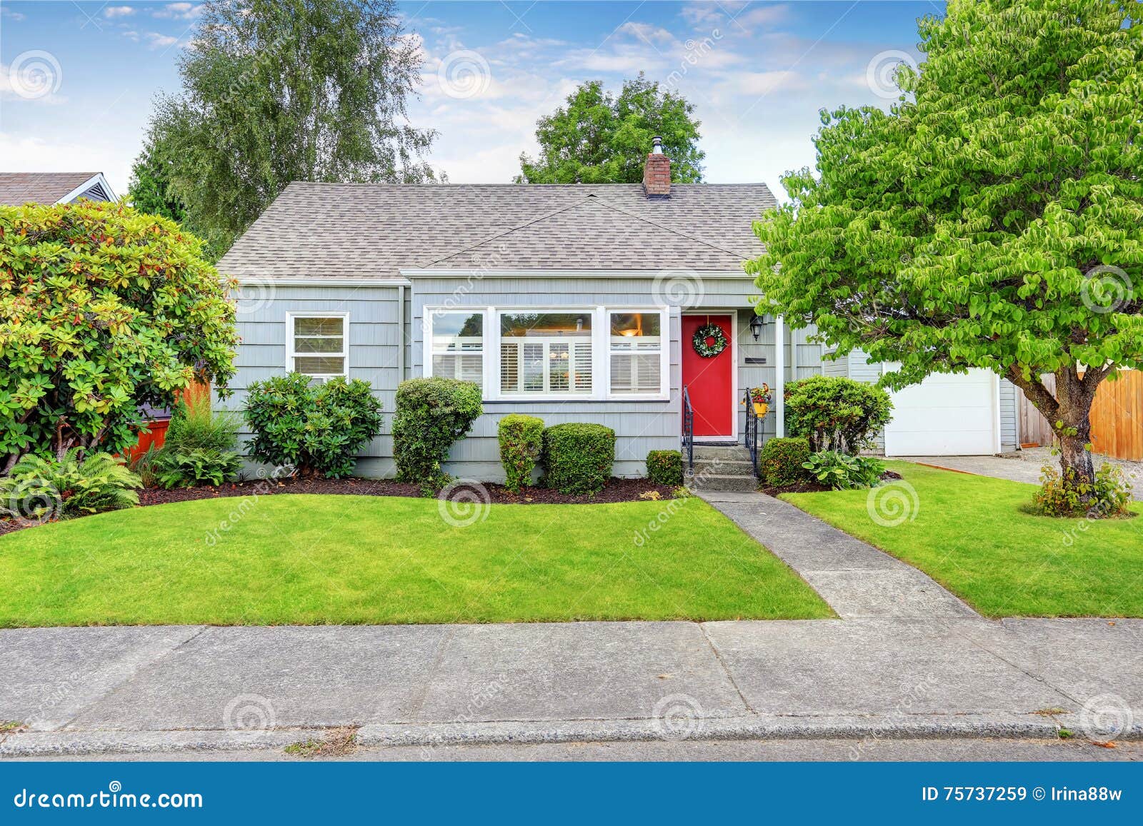 exterior of small american house with blue paint