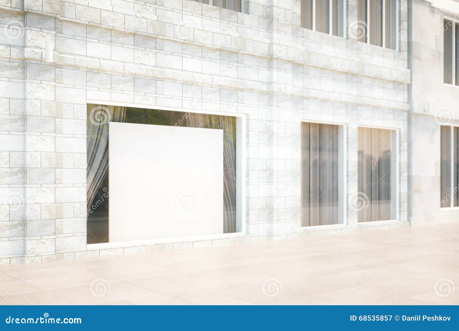 Download Exterior Storefront With Blank Billboard, Mock Up, 3D Render Stock Illustration - Illustration ...