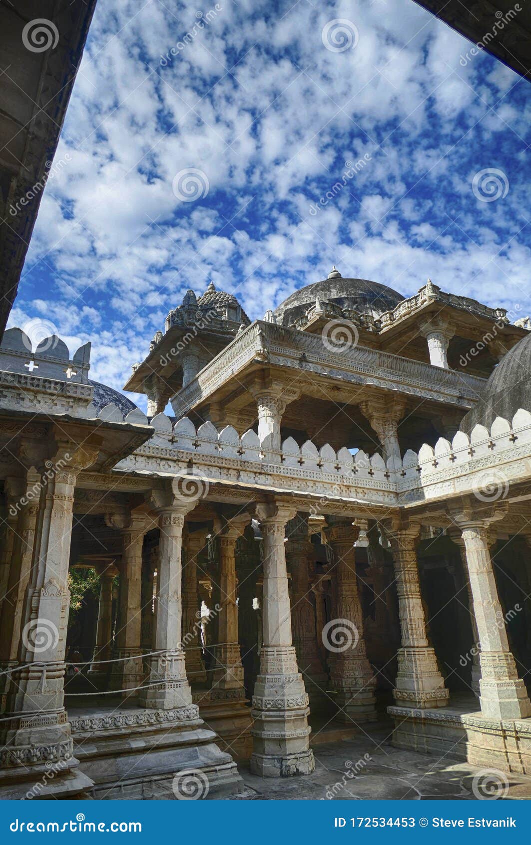 exterior towers and columns of  chaturmukha dharana vihara   jain temple