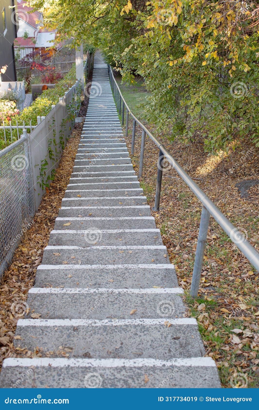 large concrete steps moving up an incline between two streets