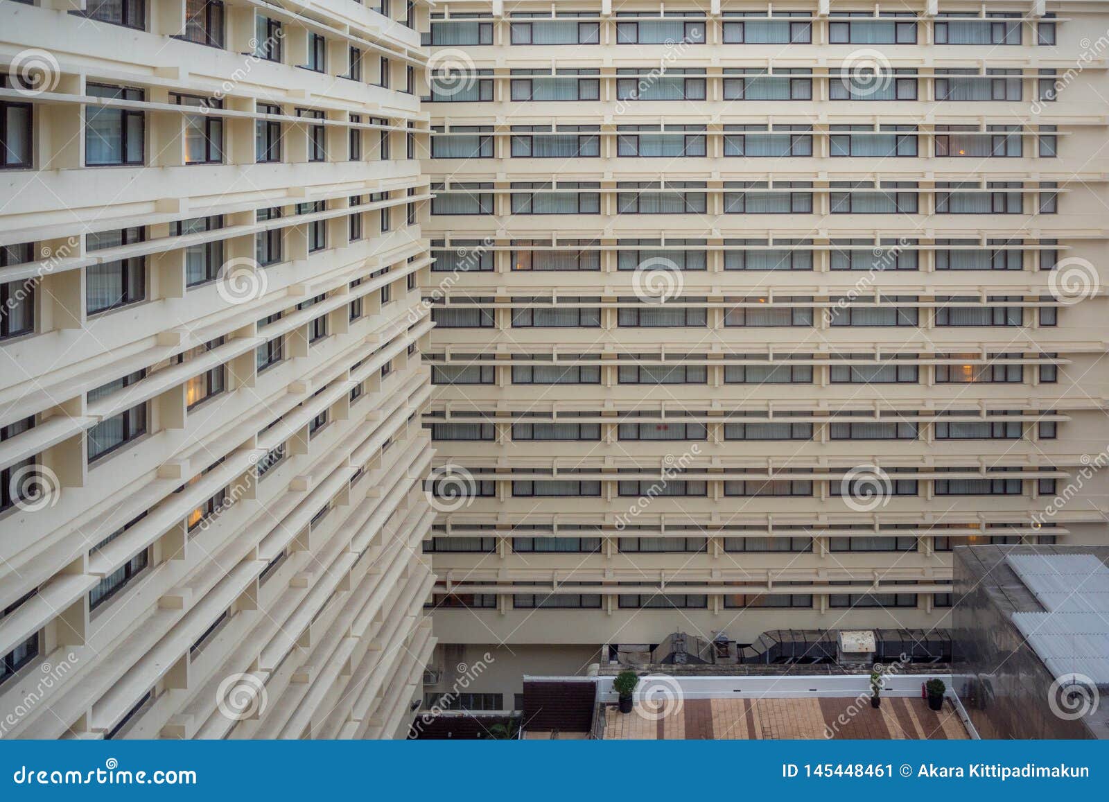Exterior View Pattern Windows of Hotel for Background Stock Image