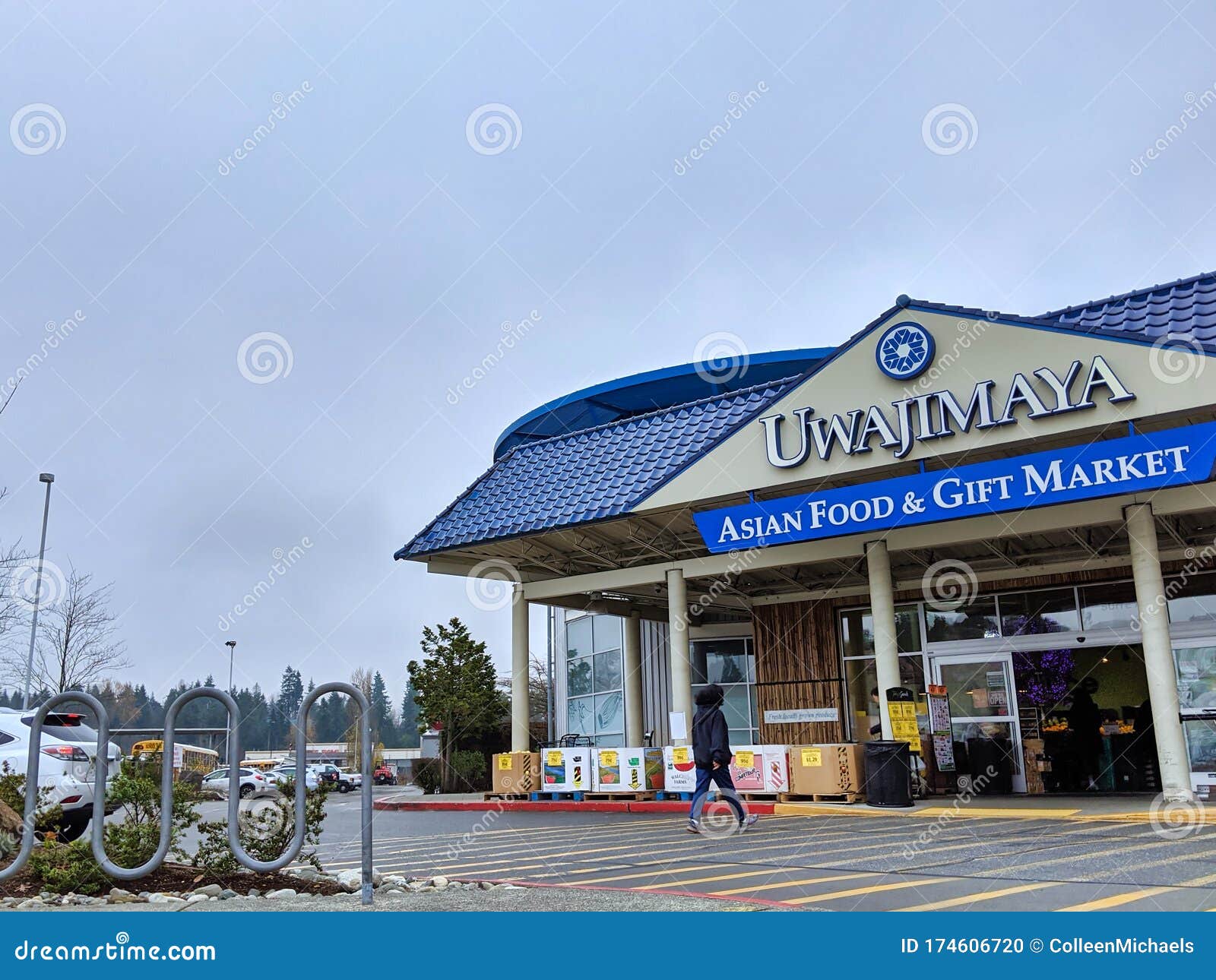 Exterior View of Uwajimaya Asian Grocery Store Front As Customers are