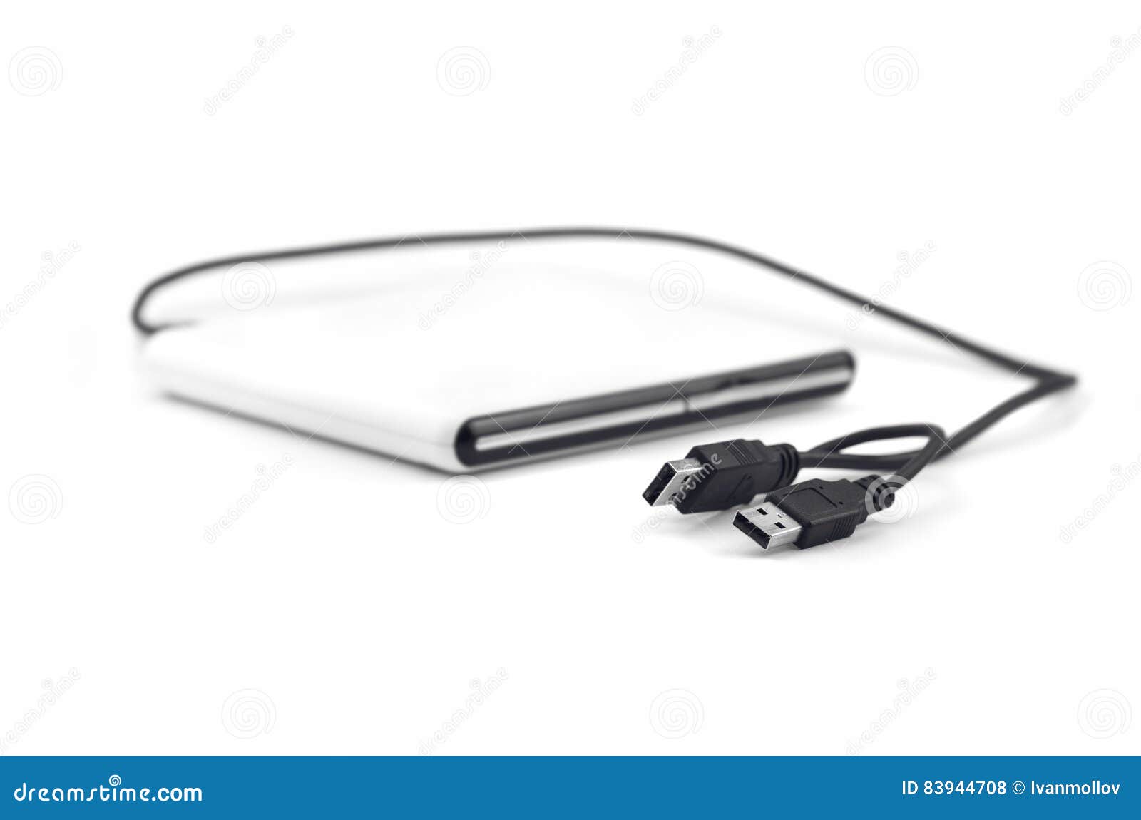 External CD Drive Connected with Double Usb Cable Stock Photo Image