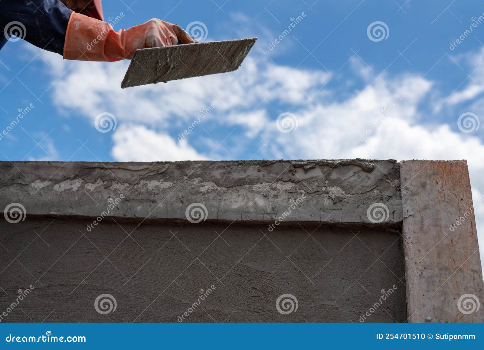 External Construction with Cement Mortar for Plastering Walls Stock