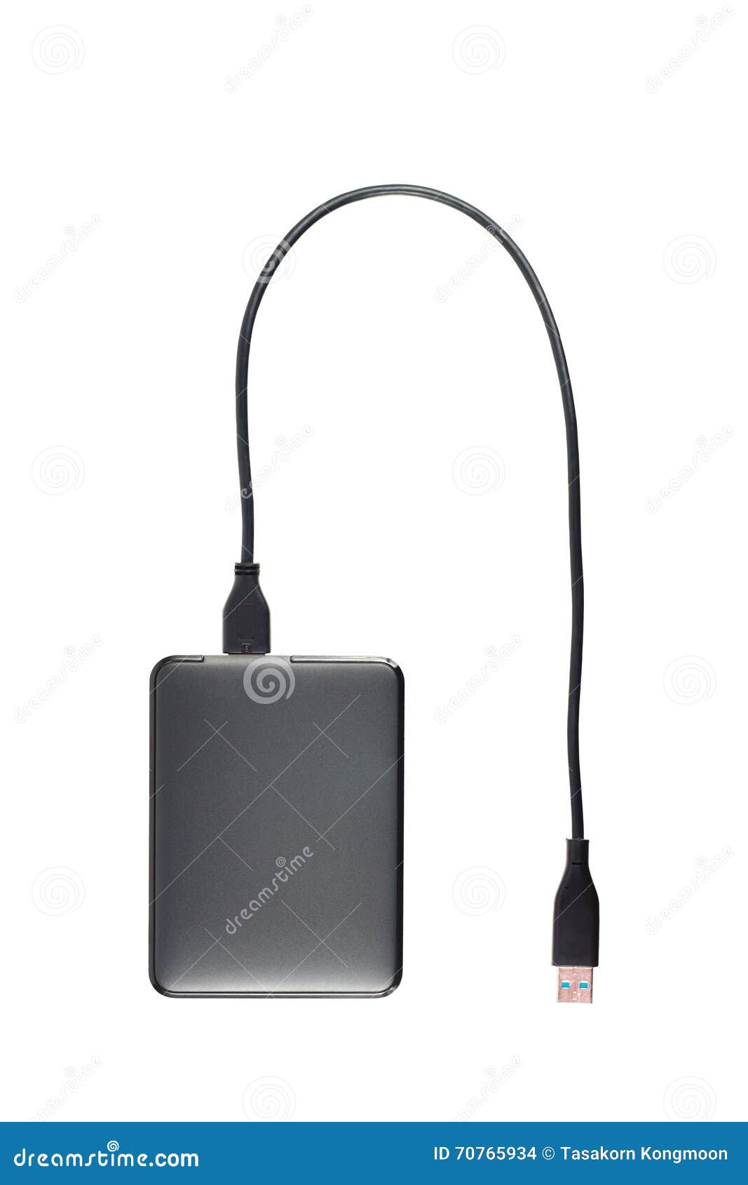 External Hard Disk with Usb Cable Isolated on White Stock Photo Image