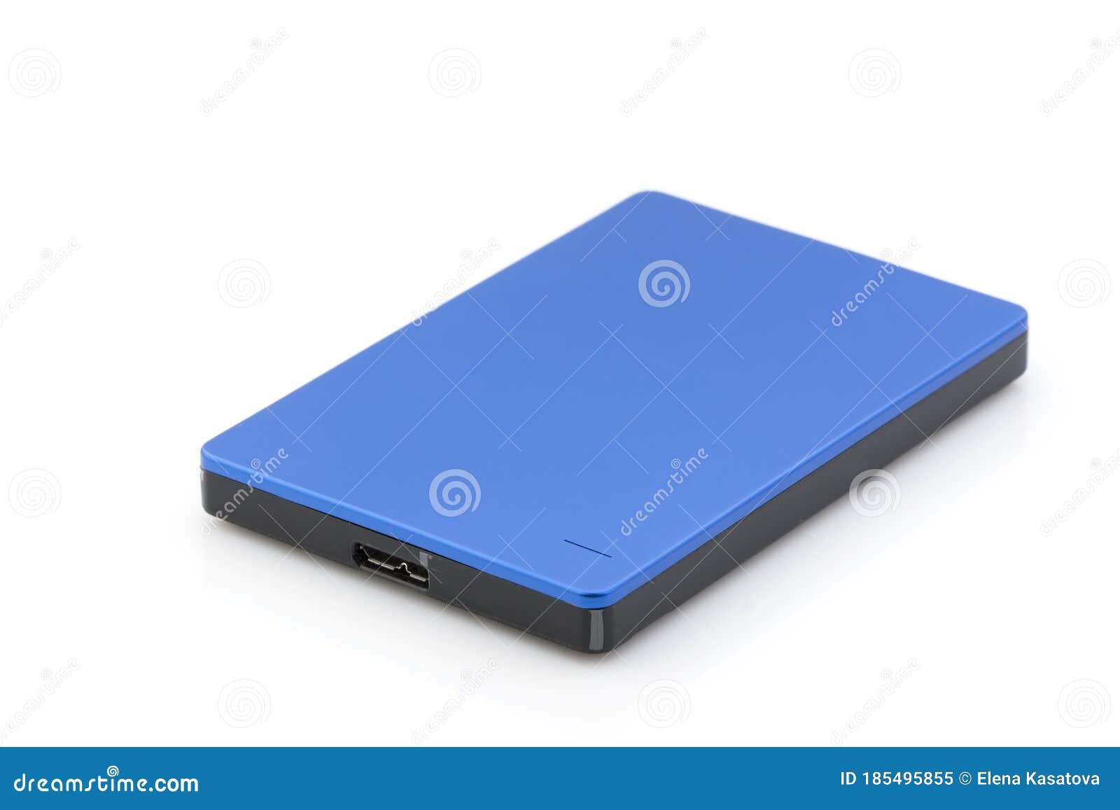 External Hard Drive in Blue on a White Background Stock Image Image