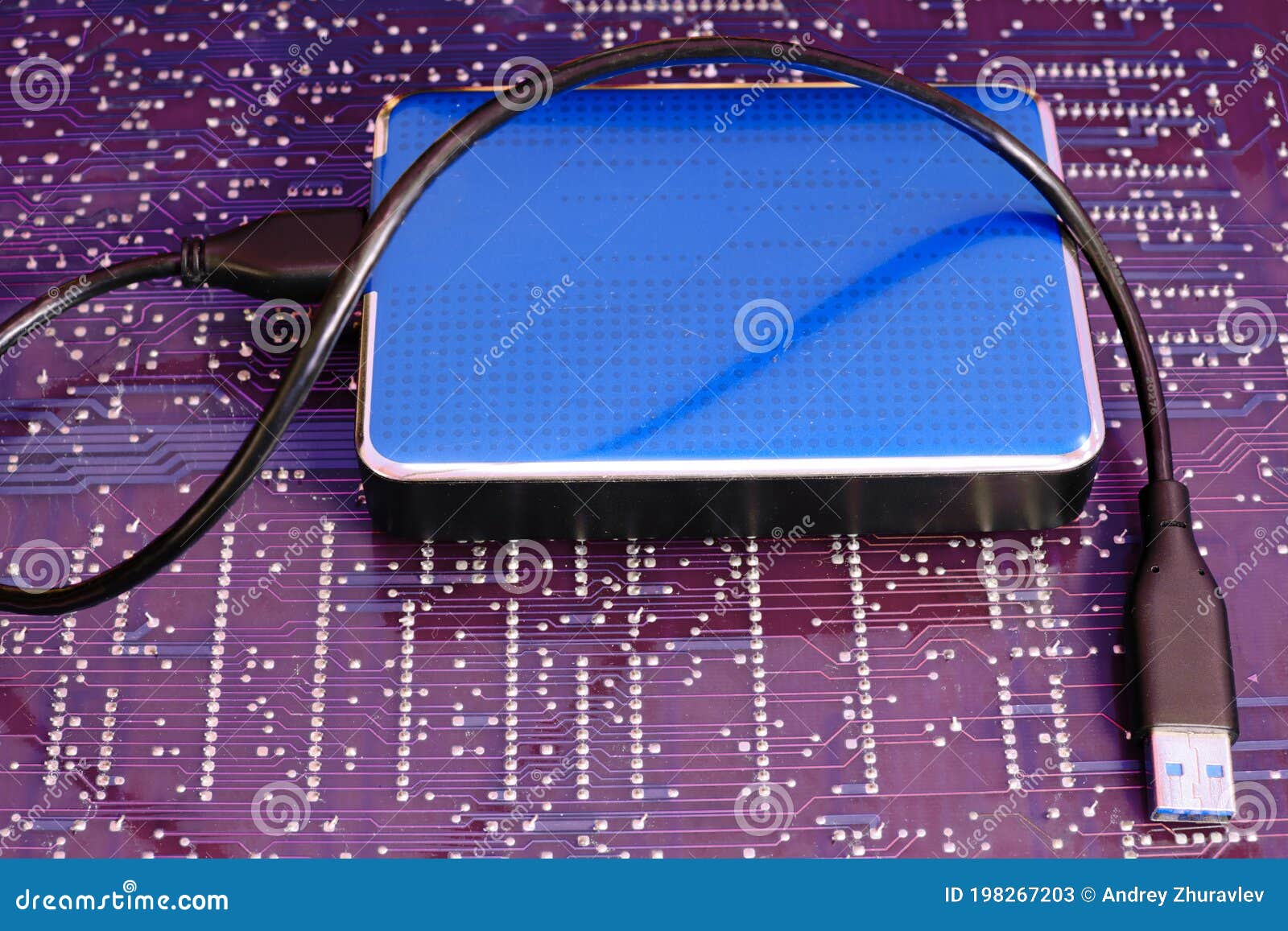 External Portable Hard Drive with Usb Cable Stock Image Image of