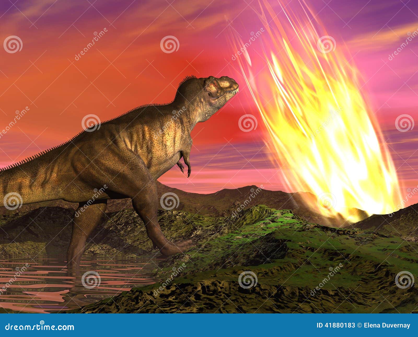 Extinción De Dinosaurios - 3D Rinden Stock de ilustración - Ilustración de  oscuro, cubo: 41880183