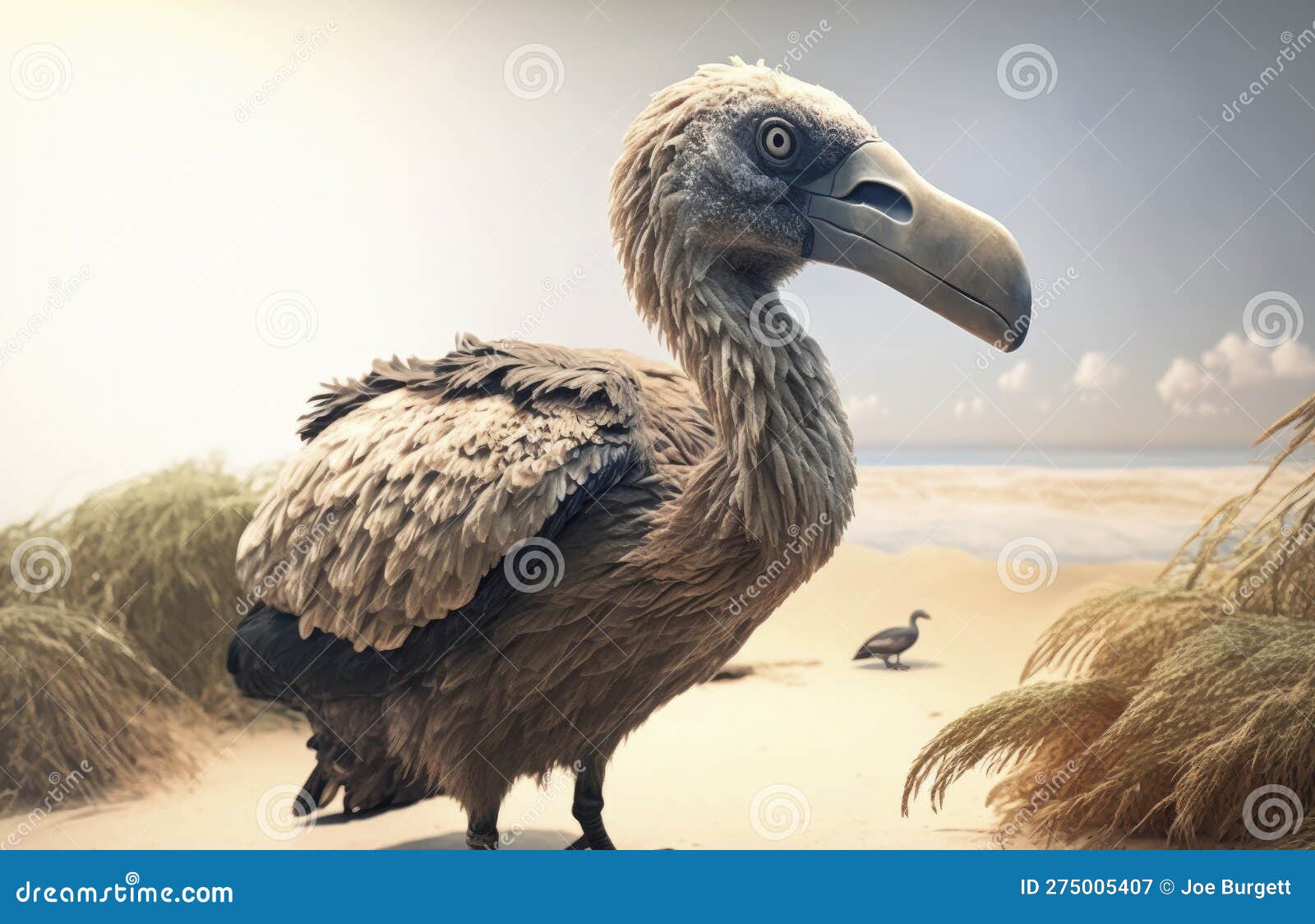 extinct dodo bird on a beach