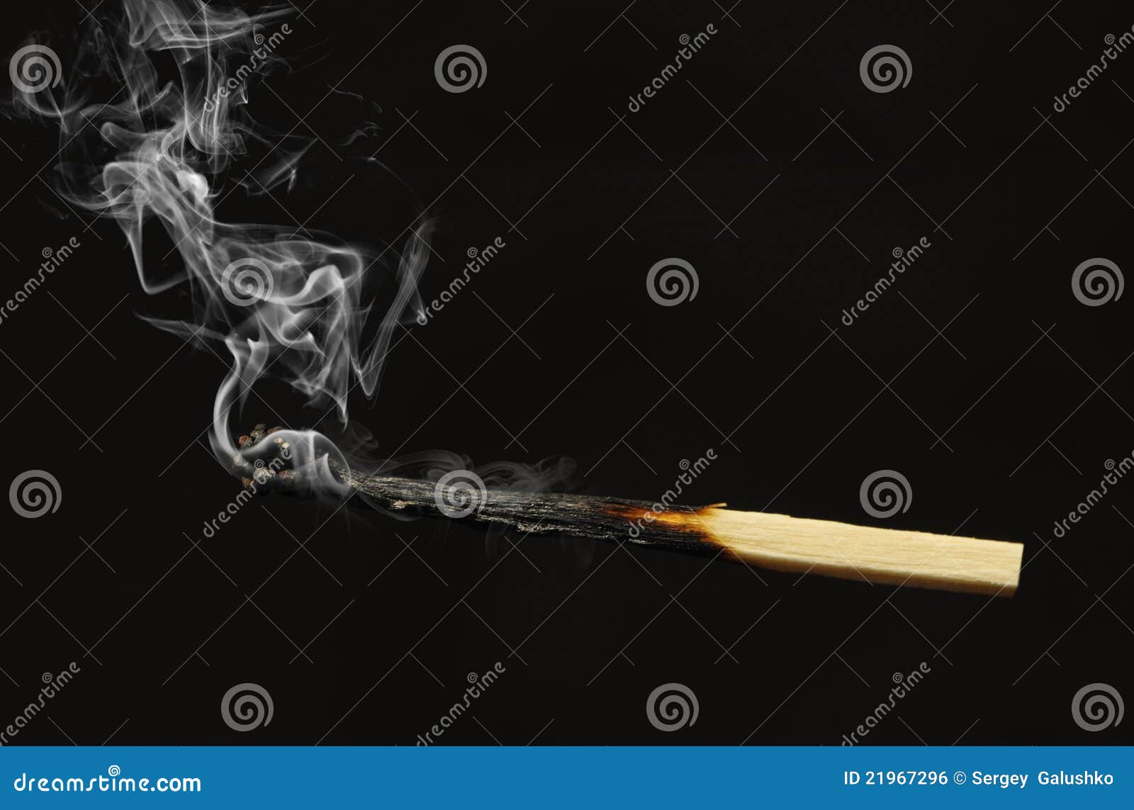 An Extinct Match On A Black Background. Smoke From Matches On A Dark