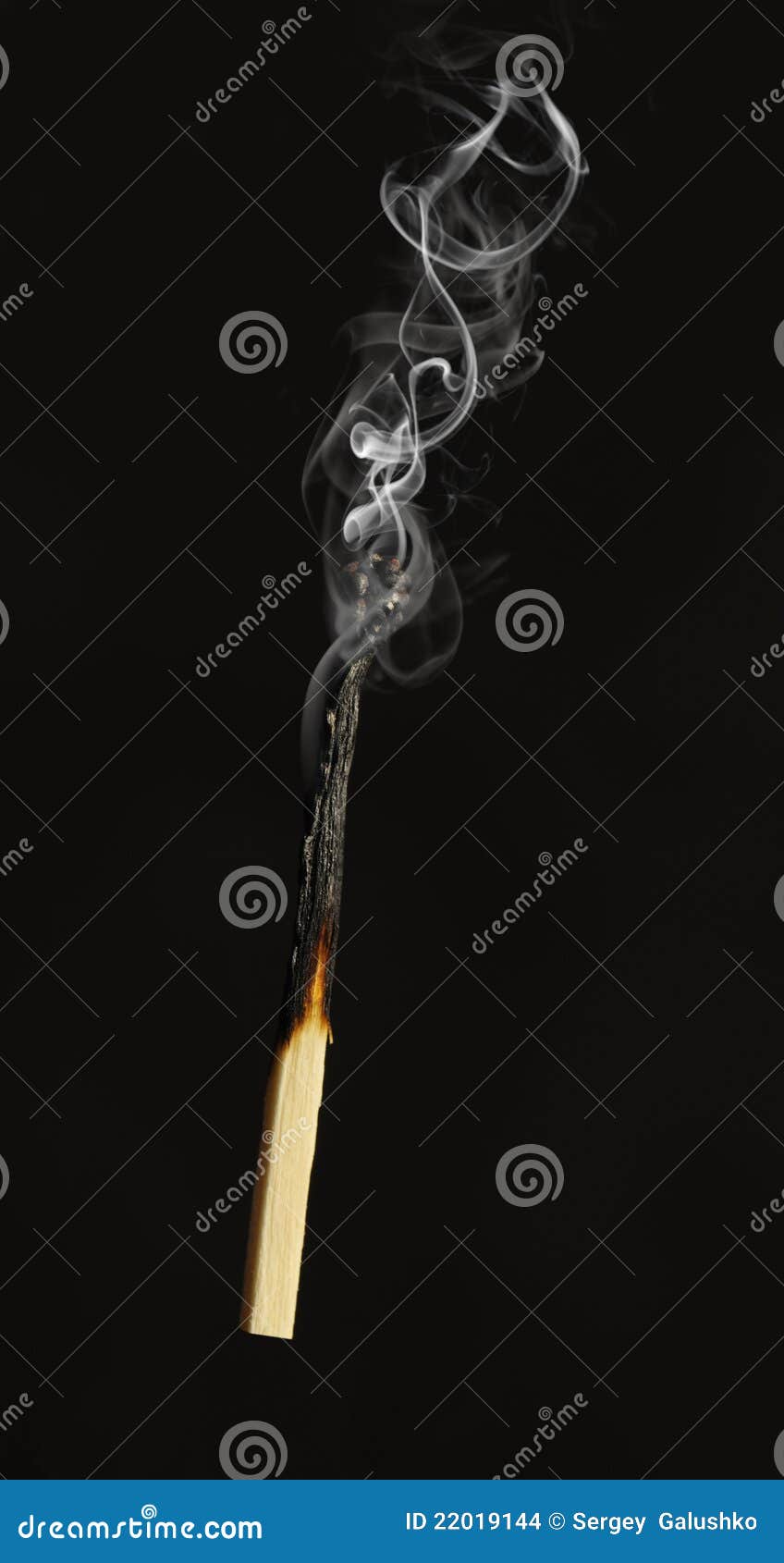 An Extinct Match On A Black Background. Smoke From Matches On A Dark