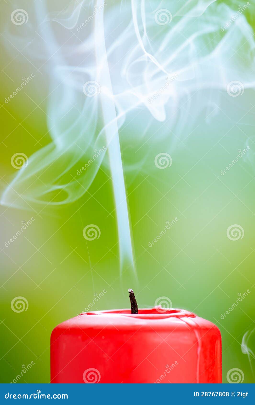 Extinguished Red Candle with Smoke Stock Photo Image of checkered