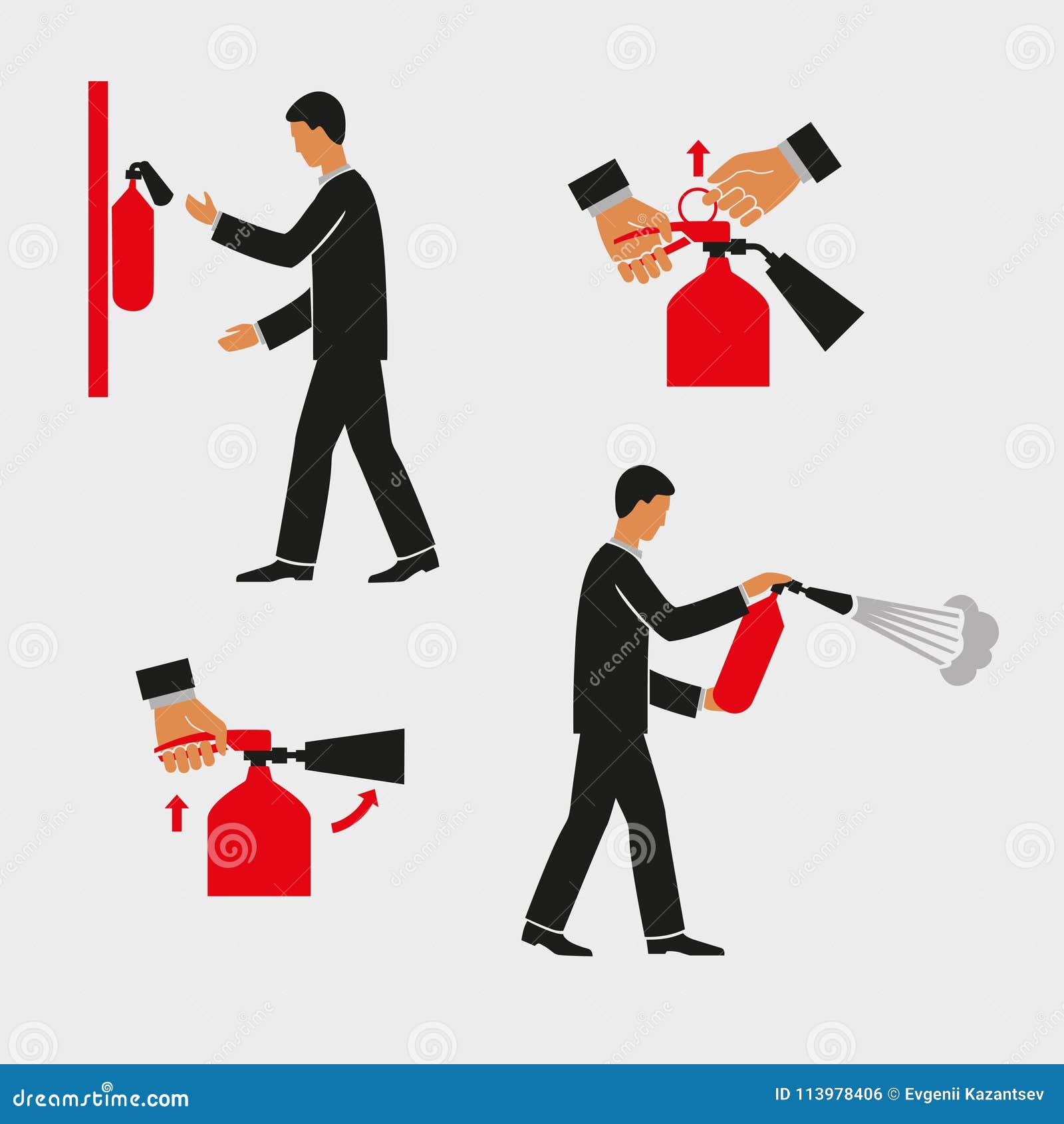 Figures For Explaining The Use Of A Fire Extinguisher Vector
