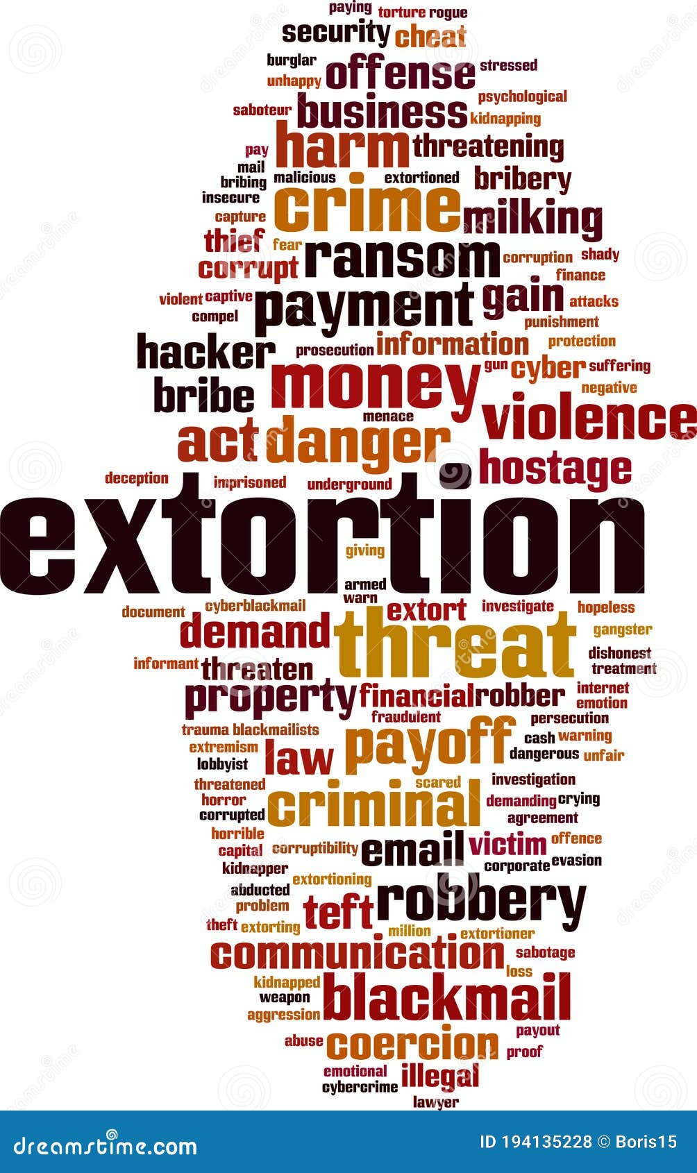 Extortion word cloud stock vector. Illustration of blackmail 194135228