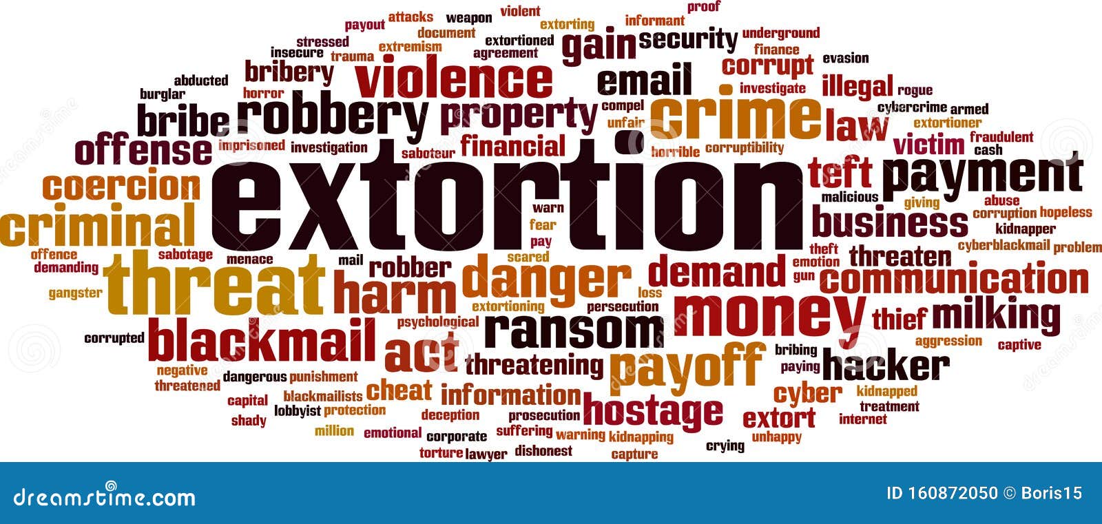 Extortion word cloud stock vector. Illustration of demand 160872050