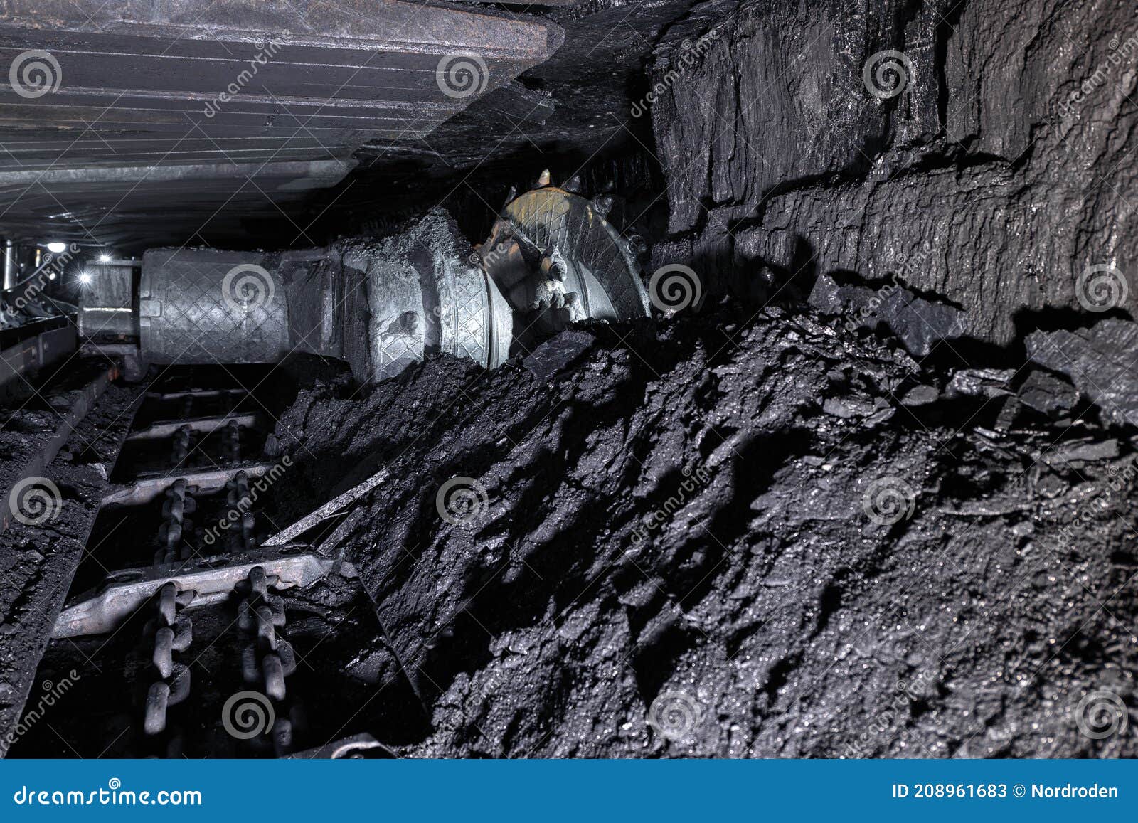 Extraction of Coal by Underground Method. Stock Image Image of