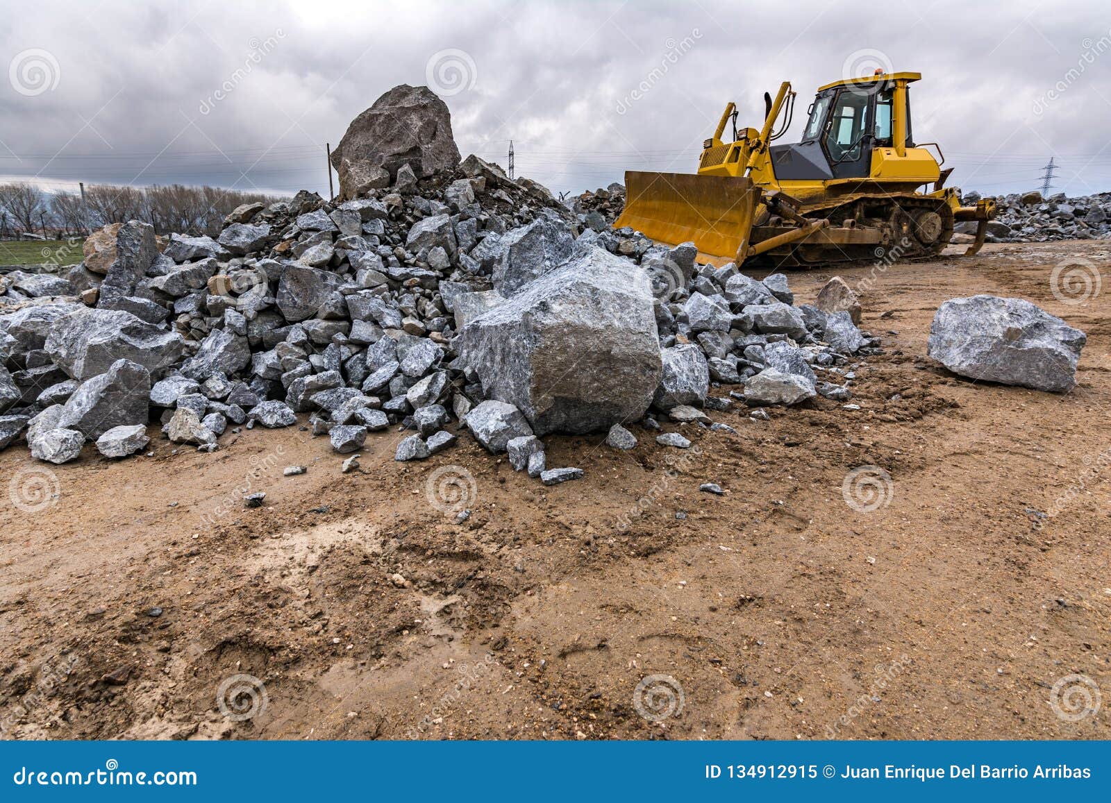 Extraction of Granite in the Construction of a Road Stock Image Image