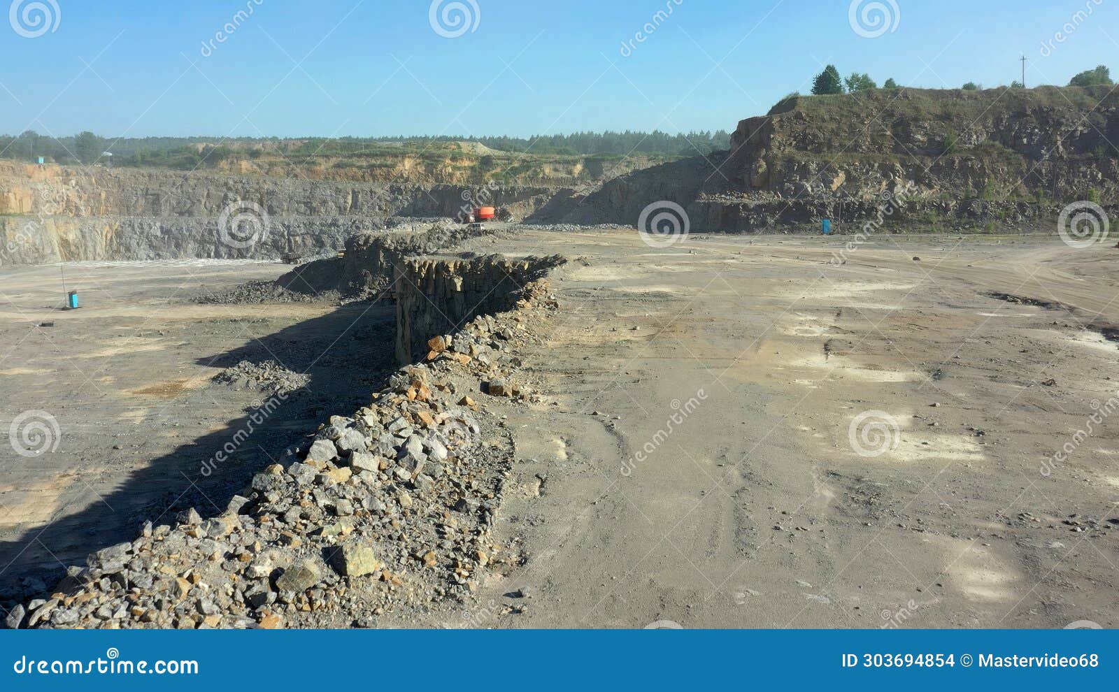 Extraction of Granite. Open Cast Mine. Stone Quarrying. Granite Quarry